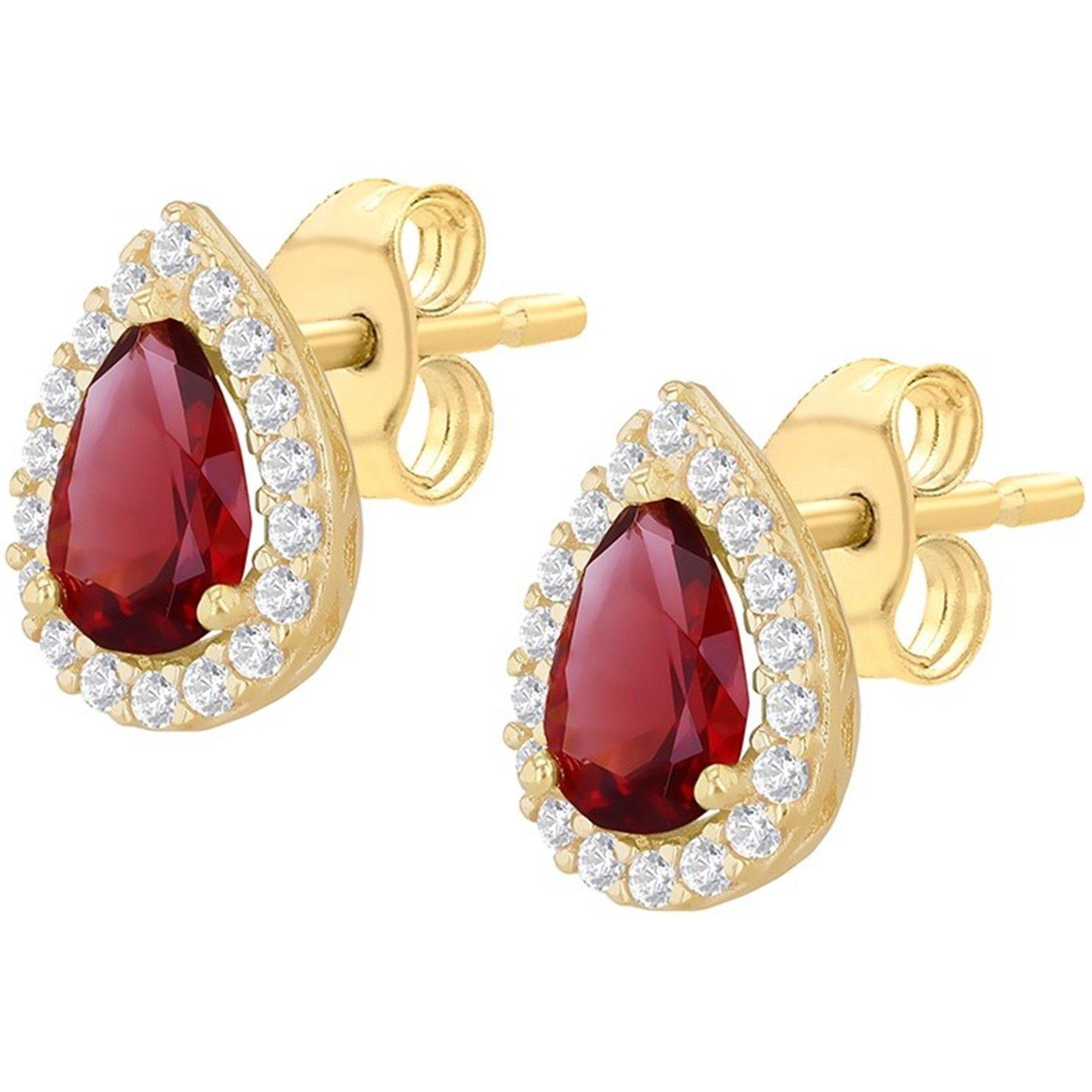 Yellow Gold - Be You - 9ct Gold Pear Shaped CZ Halo Stud Earrings - 4