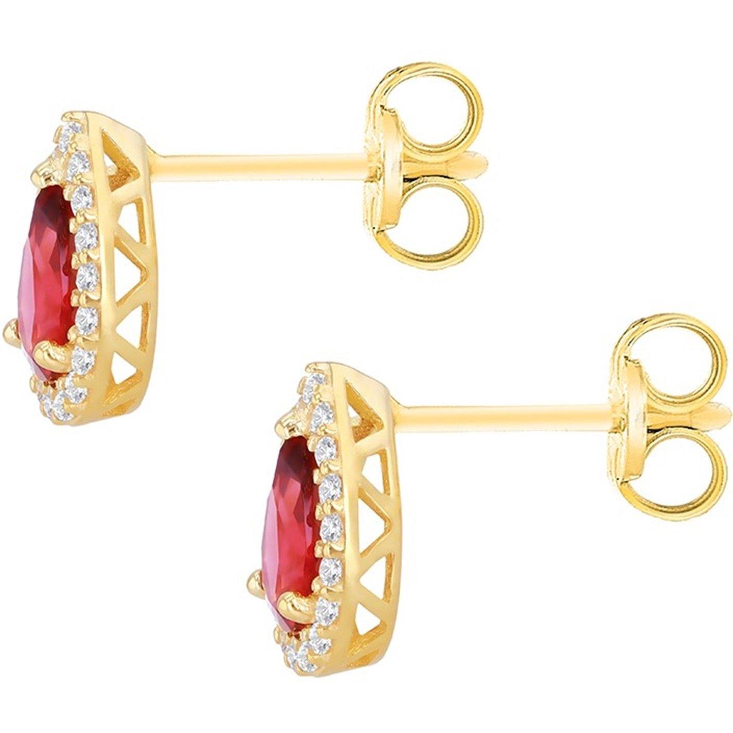 Yellow Gold - Be You - 9ct Gold Pear Shaped CZ Halo Stud Earrings - 5