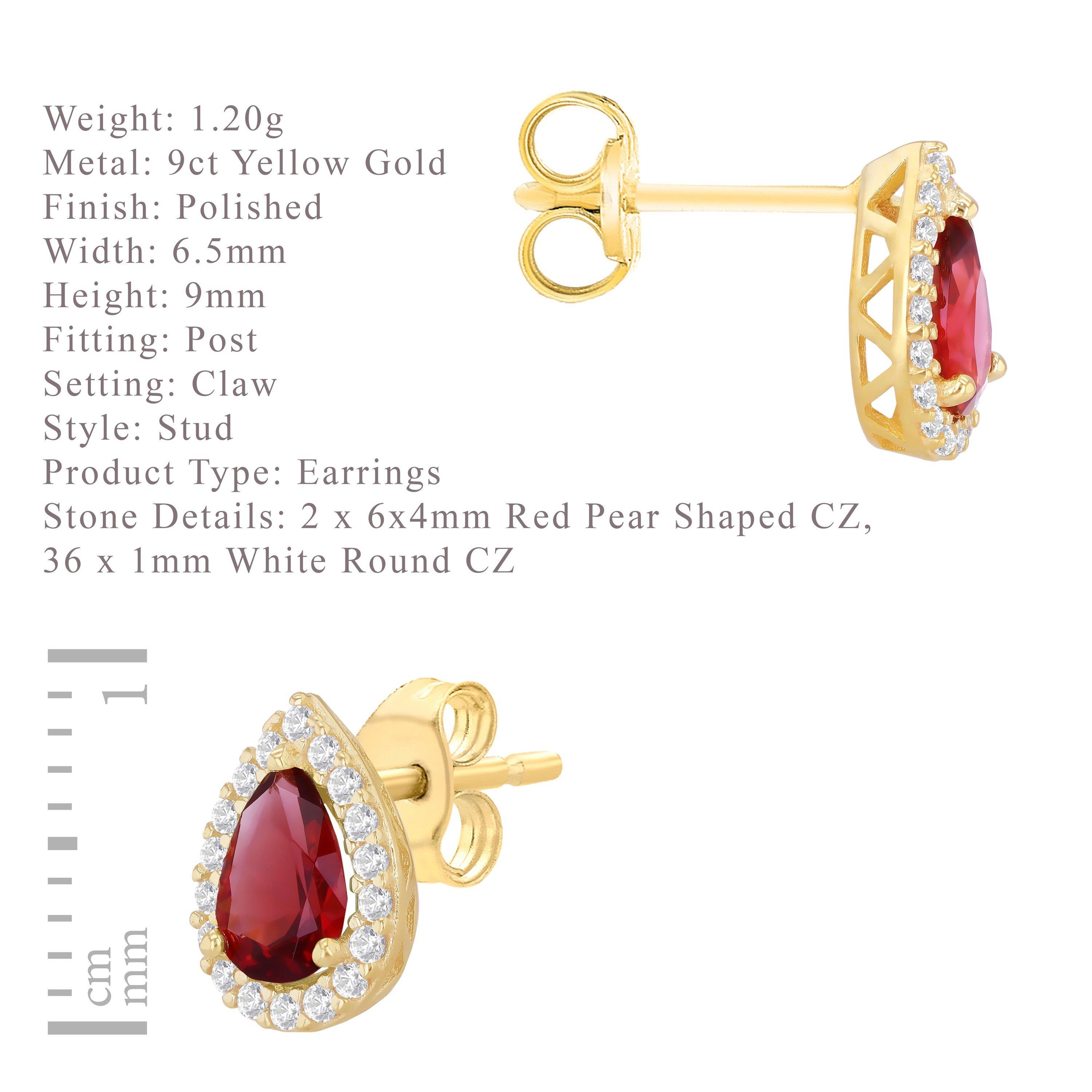 Yellow Gold - Be You - 9ct Gold Pear Shaped CZ Halo Stud Earrings - 6