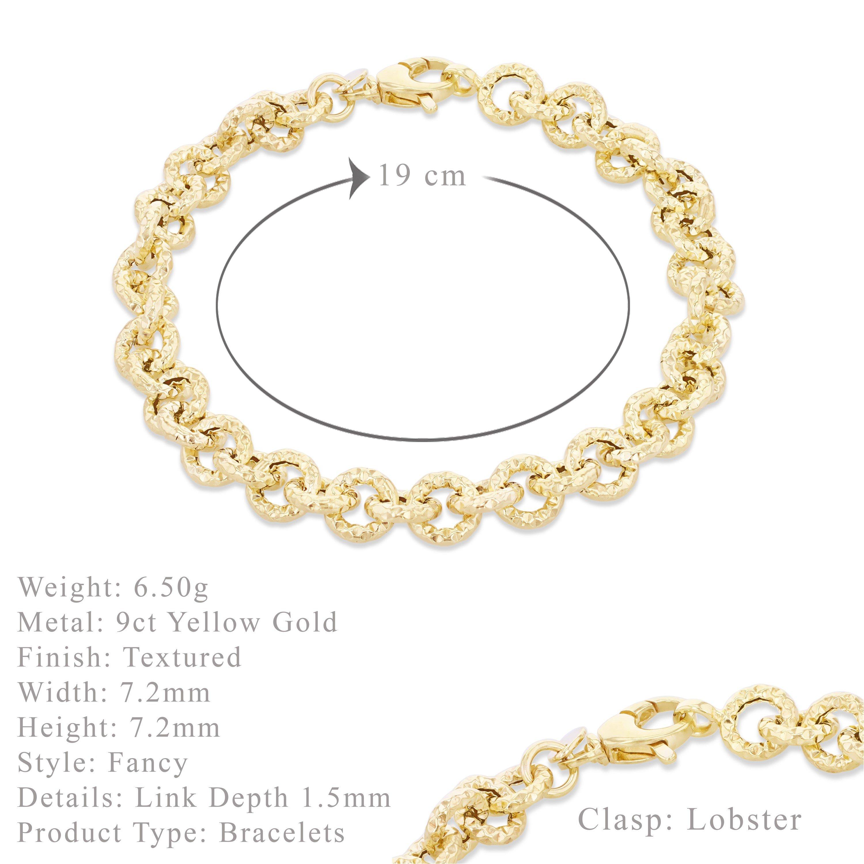 Yellow Gold - Be You - 9ct Gold Textured Belcher Link Bracelet - 5