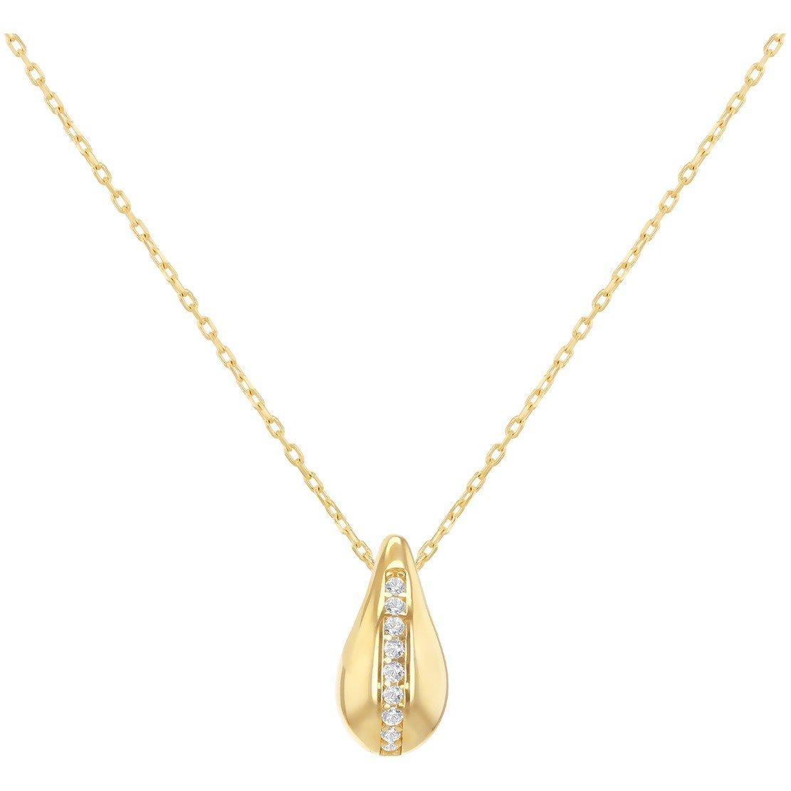 Yellow Gold - Be You - 9ct Gold CZ Teardrop Adjustable Necklace - 2