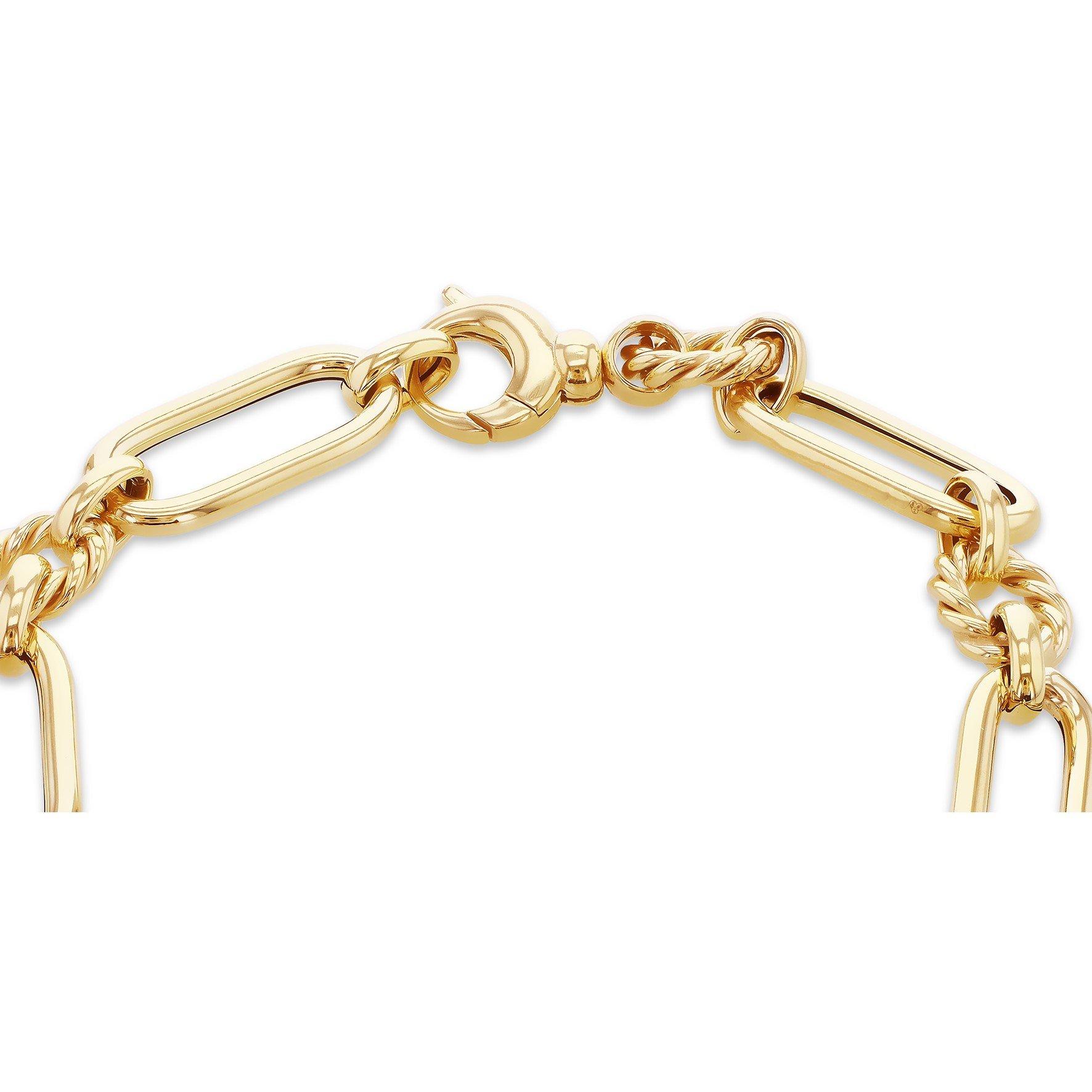 Yellow Gold - Be You - 9ct Gold Figaro and Twisted Ring Bracelet - 3