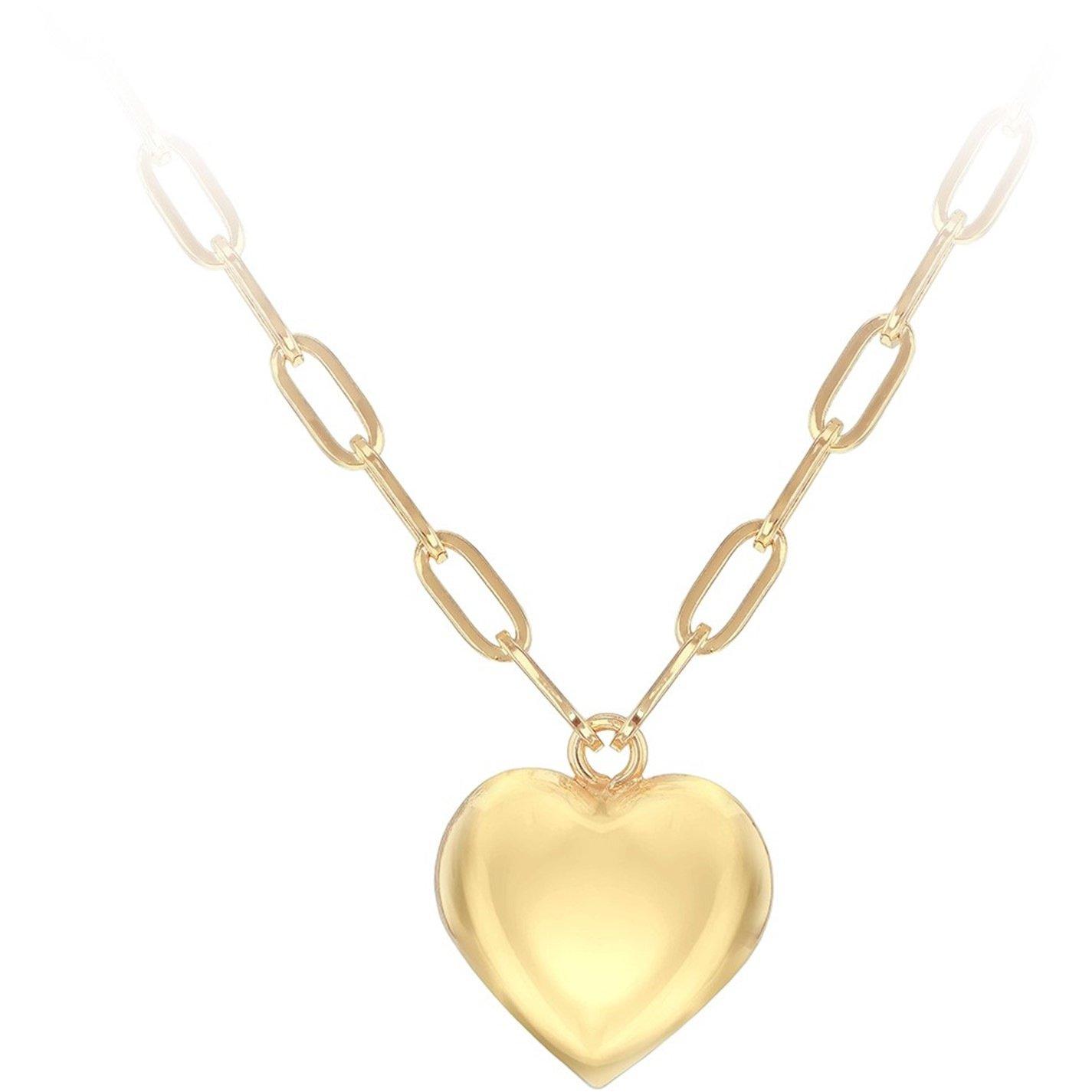 Yellow Gold - Be You - 9ct Gold Puffed Heart Adjustable Paper Necklace - 1