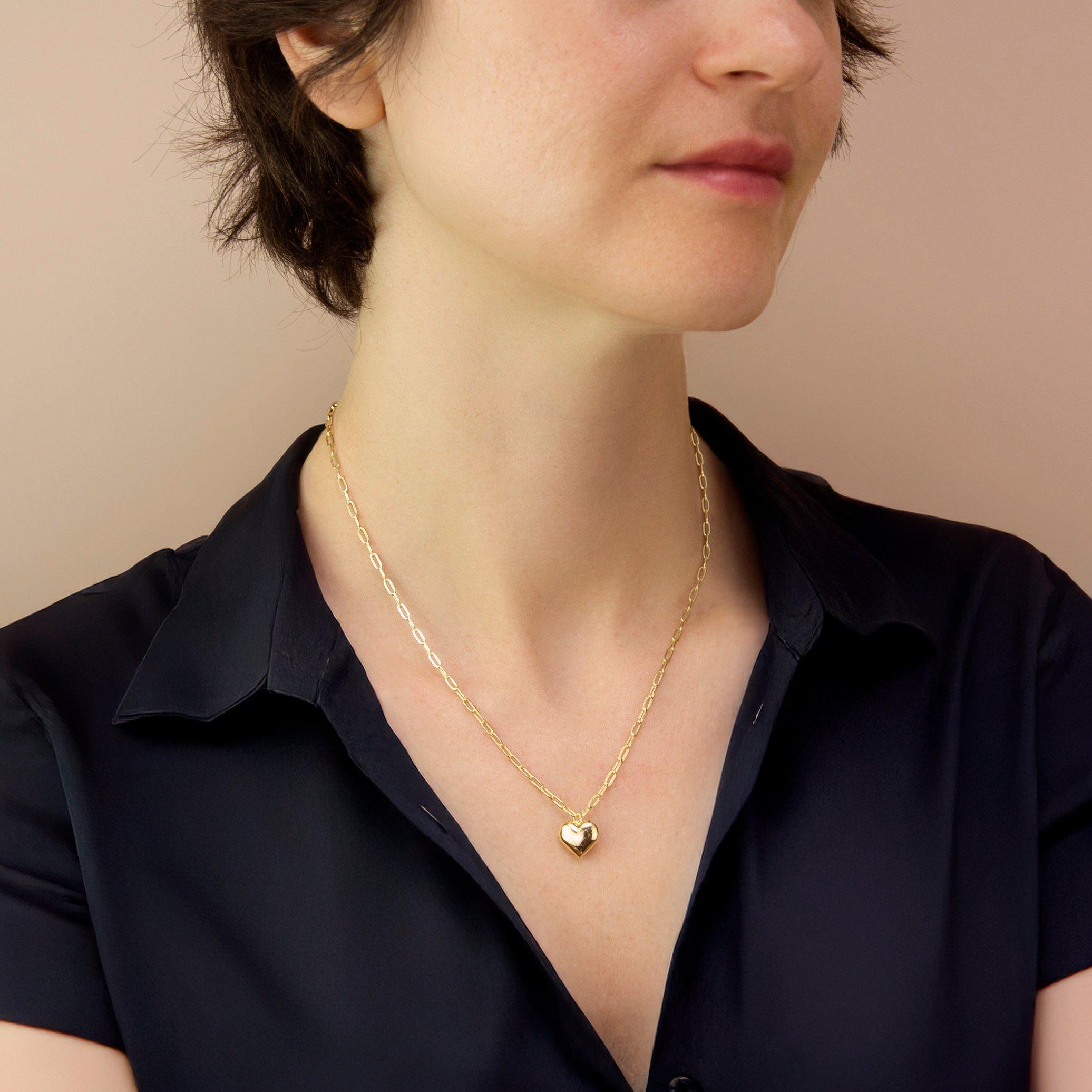 Yellow Gold - Be You - 9ct Gold Puffed Heart Adjustable Paper Necklace - 2