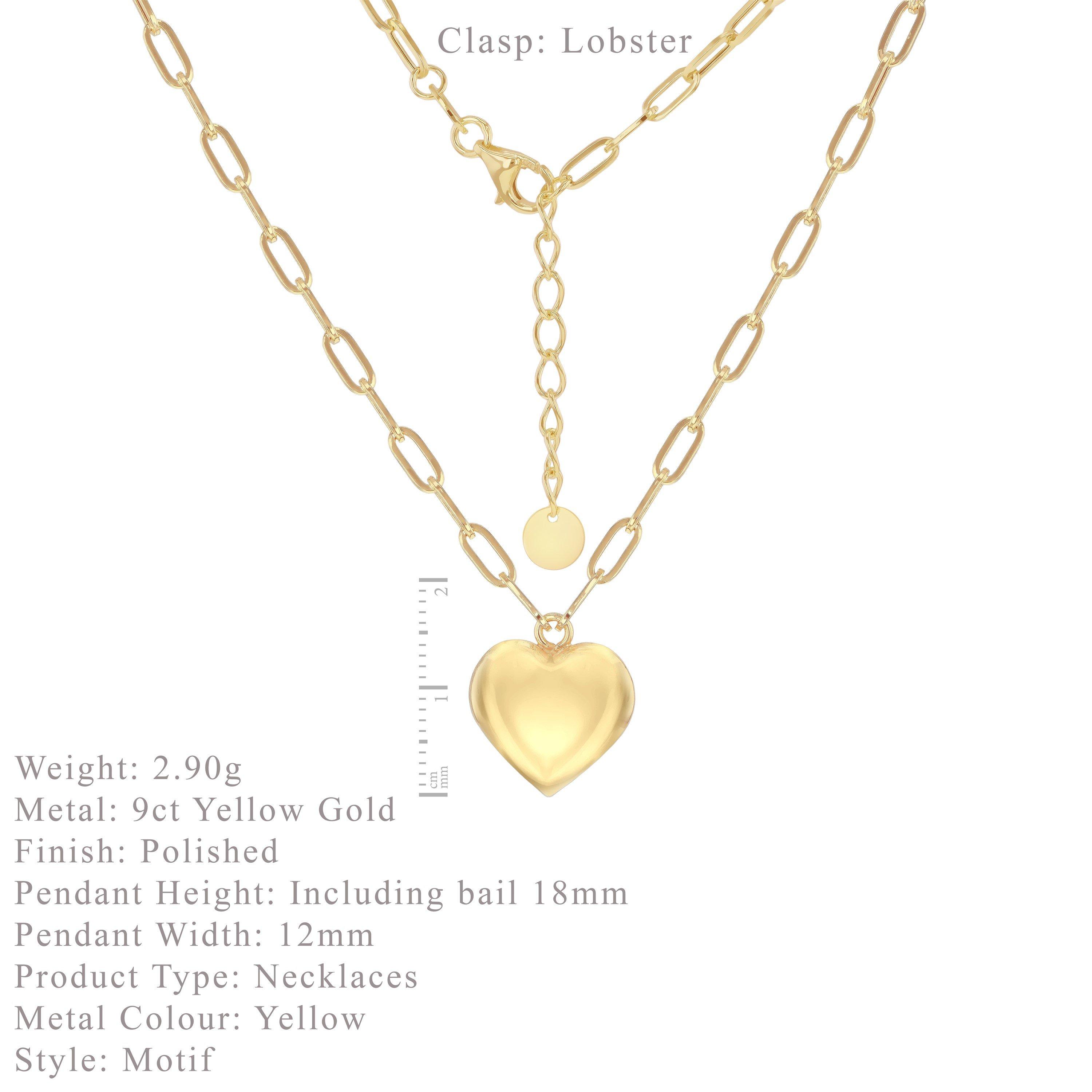 Yellow Gold - Be You - 9ct Gold Puffed Heart Adjustable Paper Necklace - 6