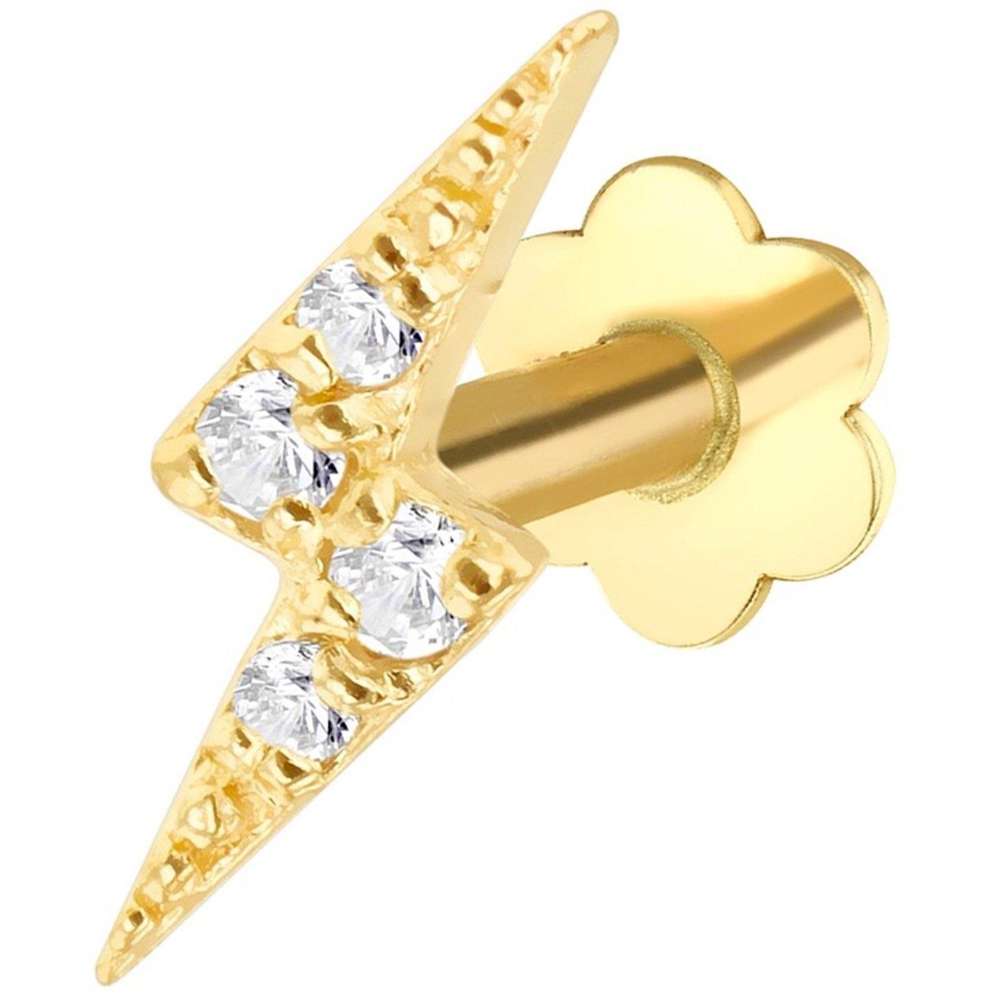 Yellow Gold - Be You - 9ct Gold Thunder with CZs Labret Stud - 1