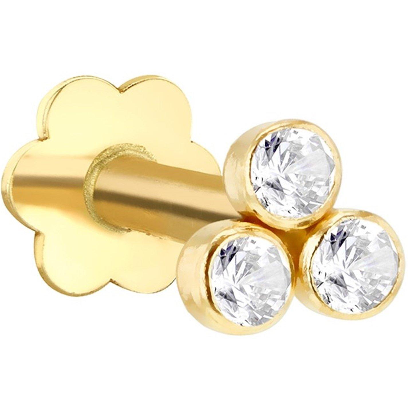 Yellow Gold - Be You - 9ct Gold Trinity with CZs Labret Stud - 1