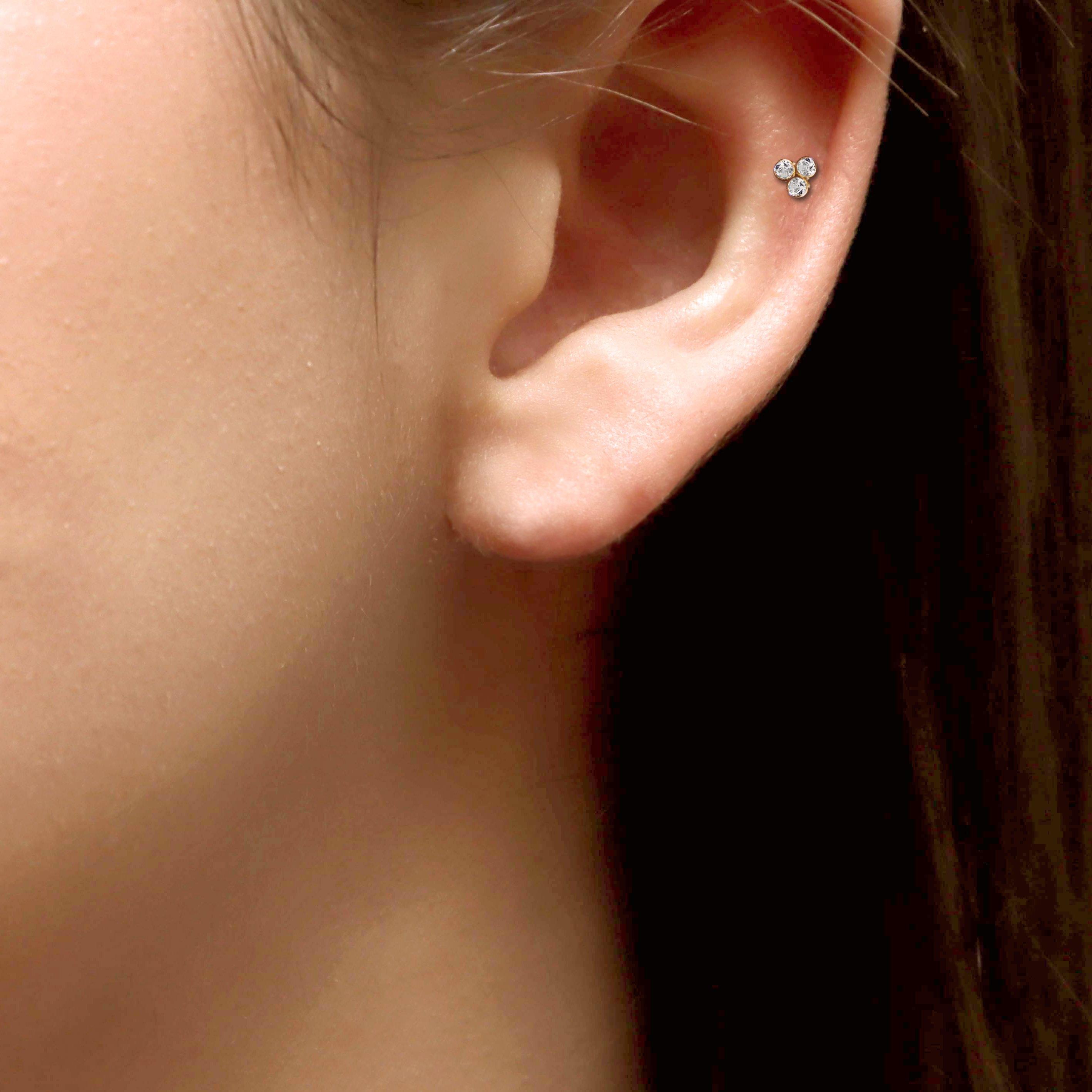 Yellow Gold - Be You - 9ct Gold Trinity with CZs Labret Stud - 2