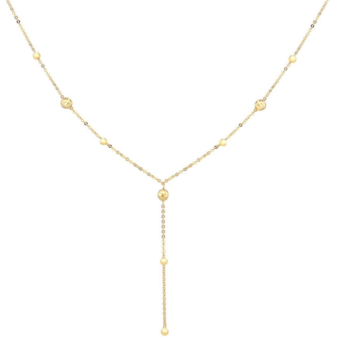 Yellow Gold - Be You - 9ct Gold Diamond Cut Ball Y Necklet - 1