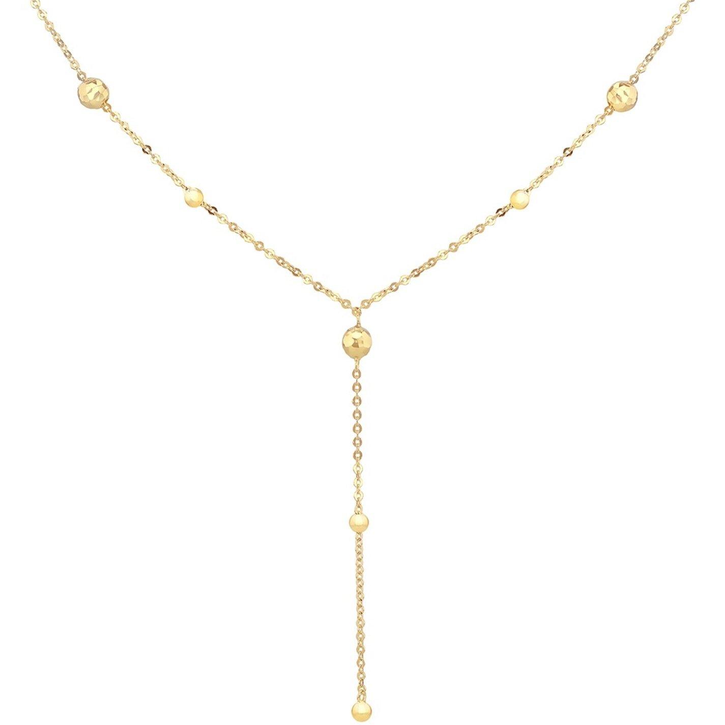 Yellow Gold - Be You - 9ct Gold Diamond Cut Ball Y Necklet - 4