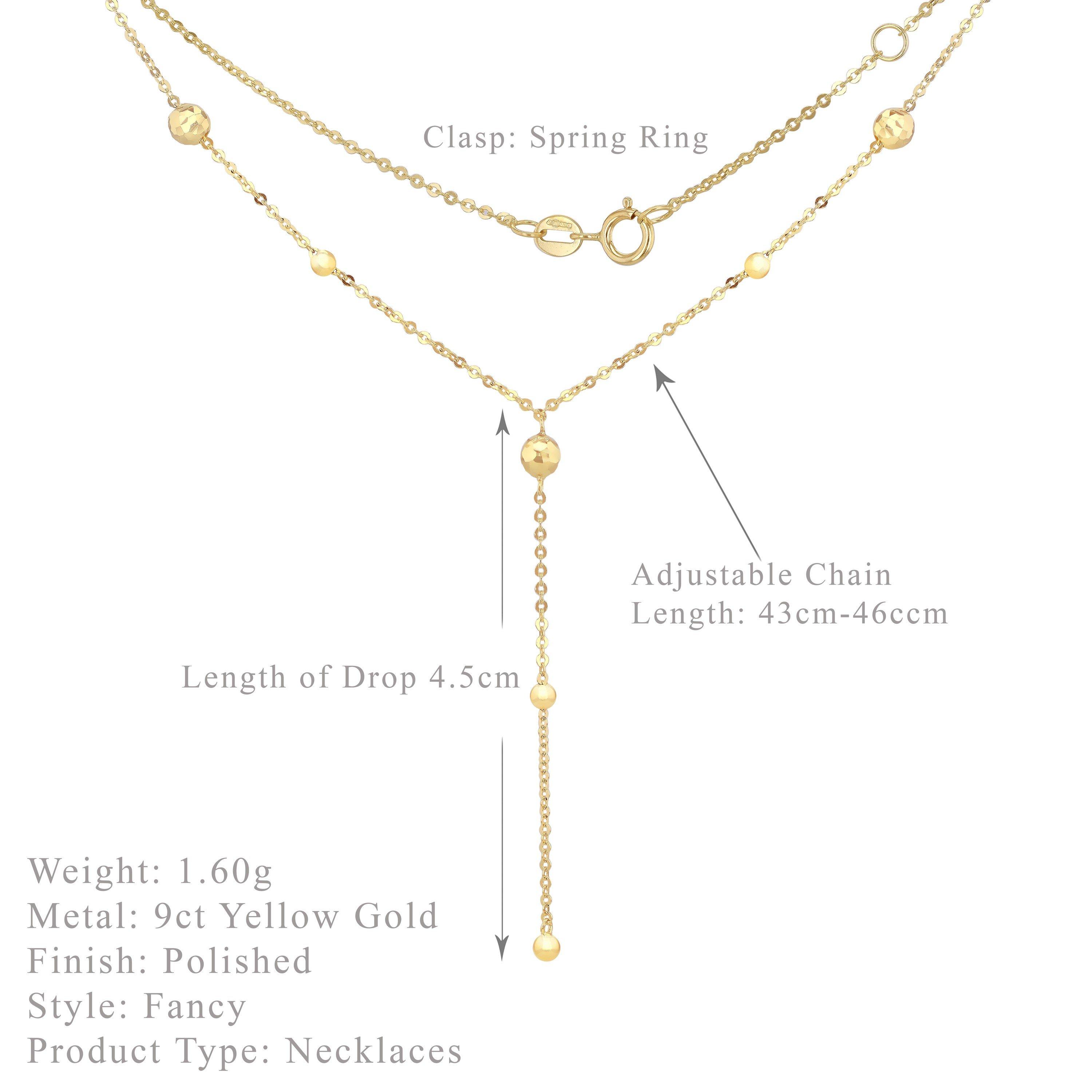 Yellow Gold - Be You - 9ct Gold Diamond Cut Ball Y Necklet - 6