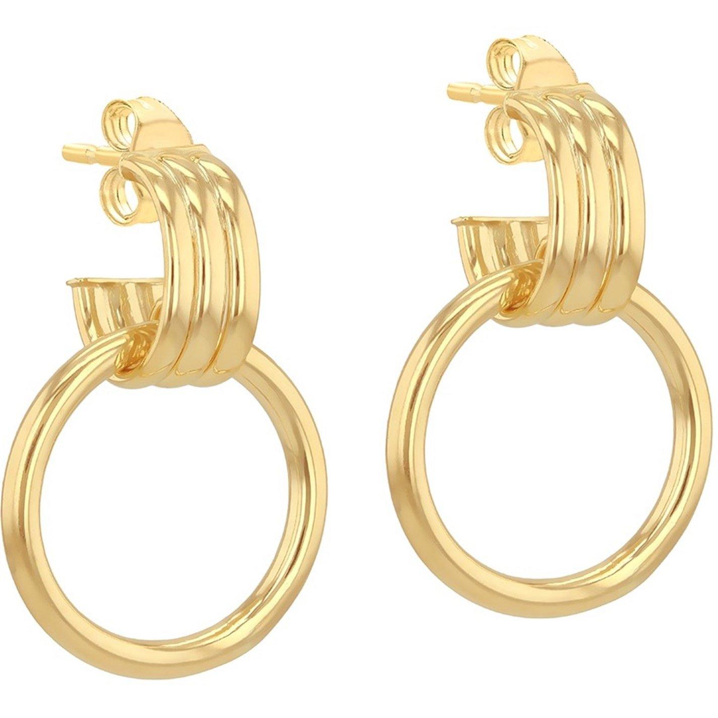 Yellow Gold - Be You - 9ct Gold Triple Tube Circle Drop Stud Earrings - 1