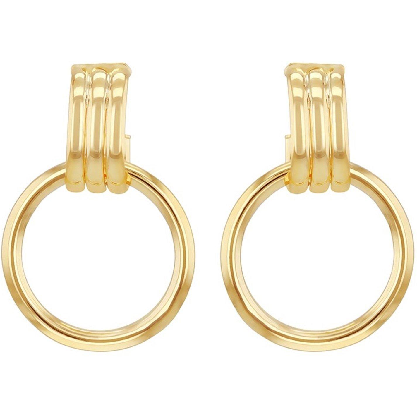 Yellow Gold - Be You - 9ct Gold Triple Tube Circle Drop Stud Earrings - 4