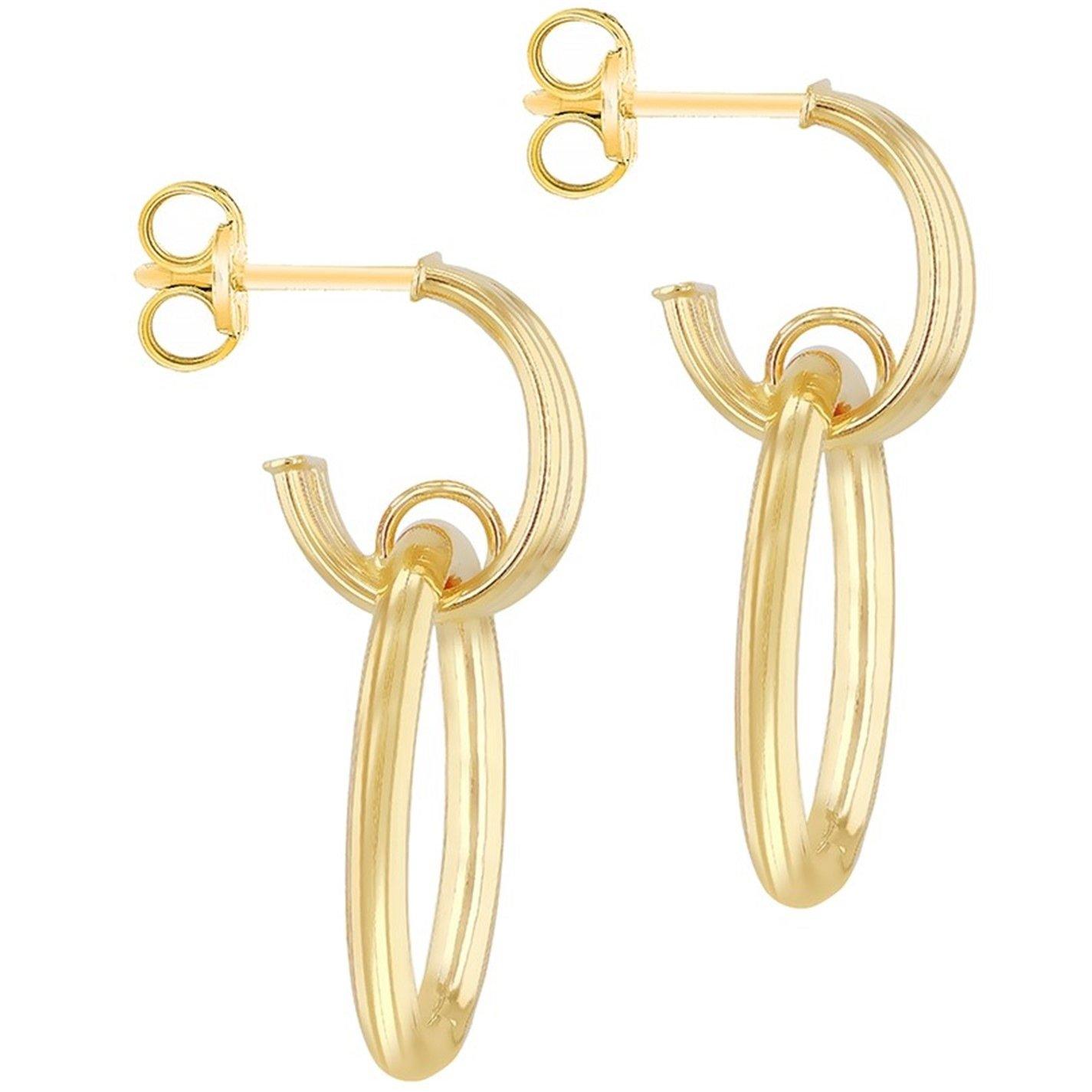 Yellow Gold - Be You - 9ct Gold Triple Tube Circle Drop Stud Earrings - 5