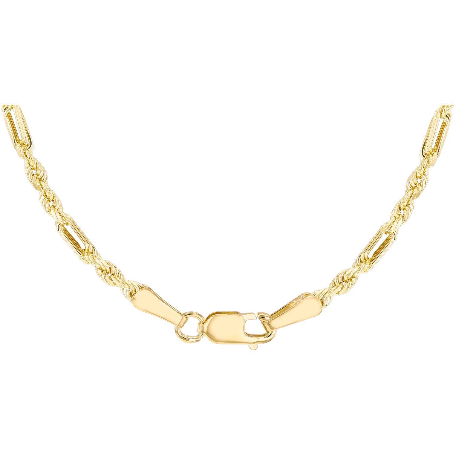 Yellow Gold - Be You - 9ct Gold Hollow Diamond Cut Figarope Chain - 3
