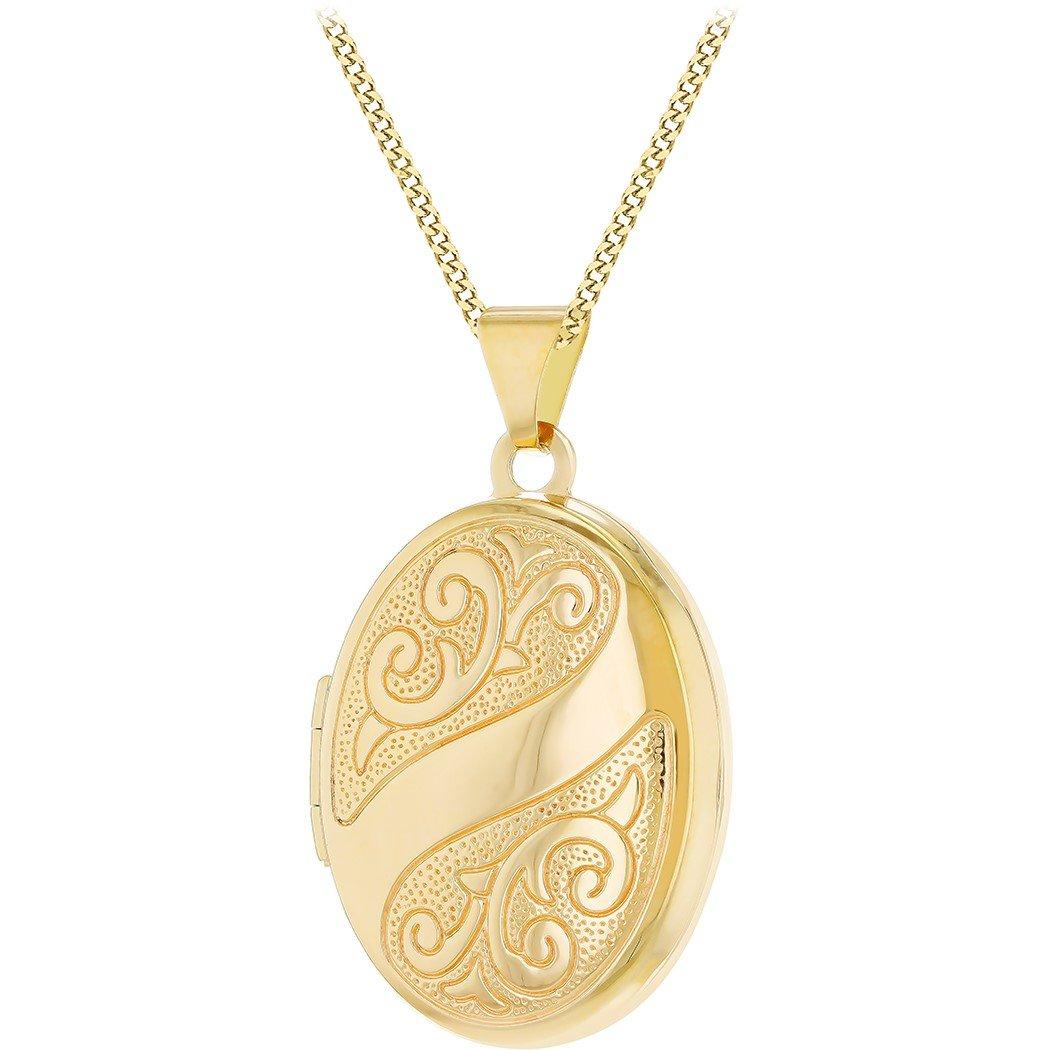 Yellow Gold - Be You - 9ct Gold Engraved Oval Locket Necklace - 1