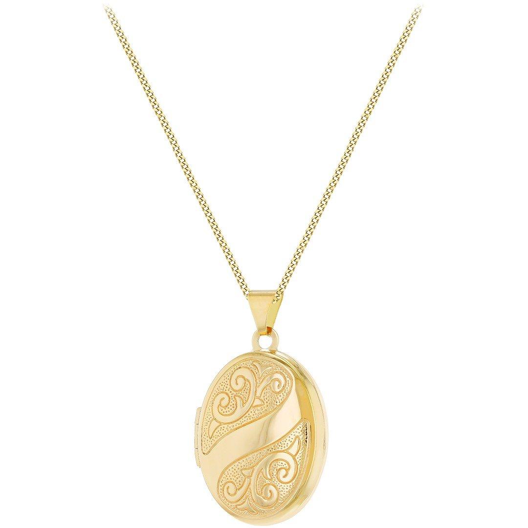 Yellow Gold - Be You - 9ct Gold Engraved Oval Locket Necklace - 2
