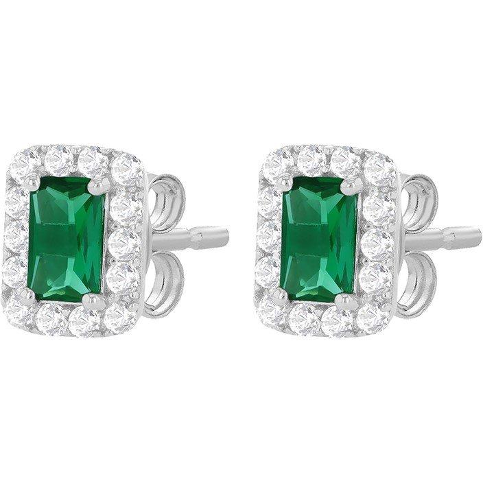 White Gold - Be You - 9ct Gold Rectangle Nano Emerald CZ Stud Earrings - 2