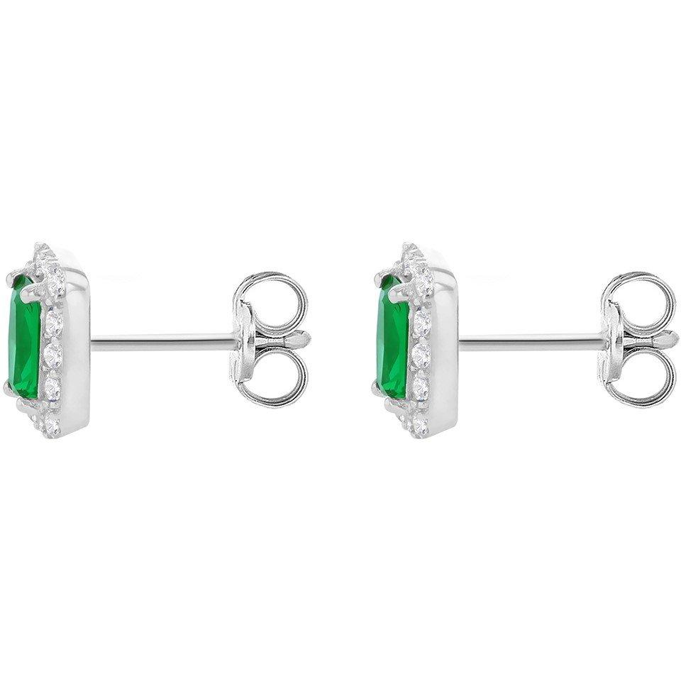 White Gold - Be You - 9ct Gold Rectangle Nano Emerald CZ Stud Earrings - 3