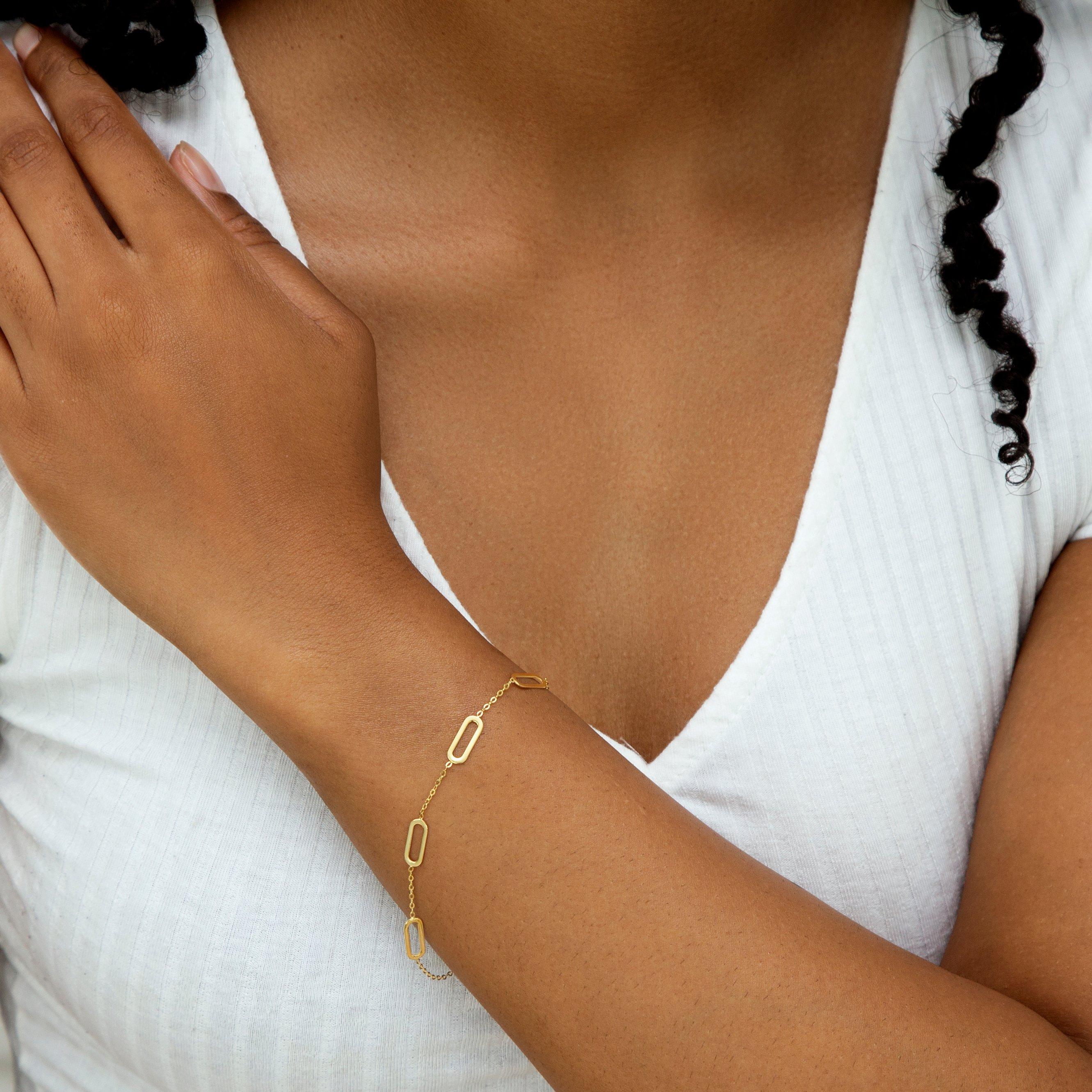 Yellow Gold - Be You - 9ct Gold Paperclip Station Bracelet - 2