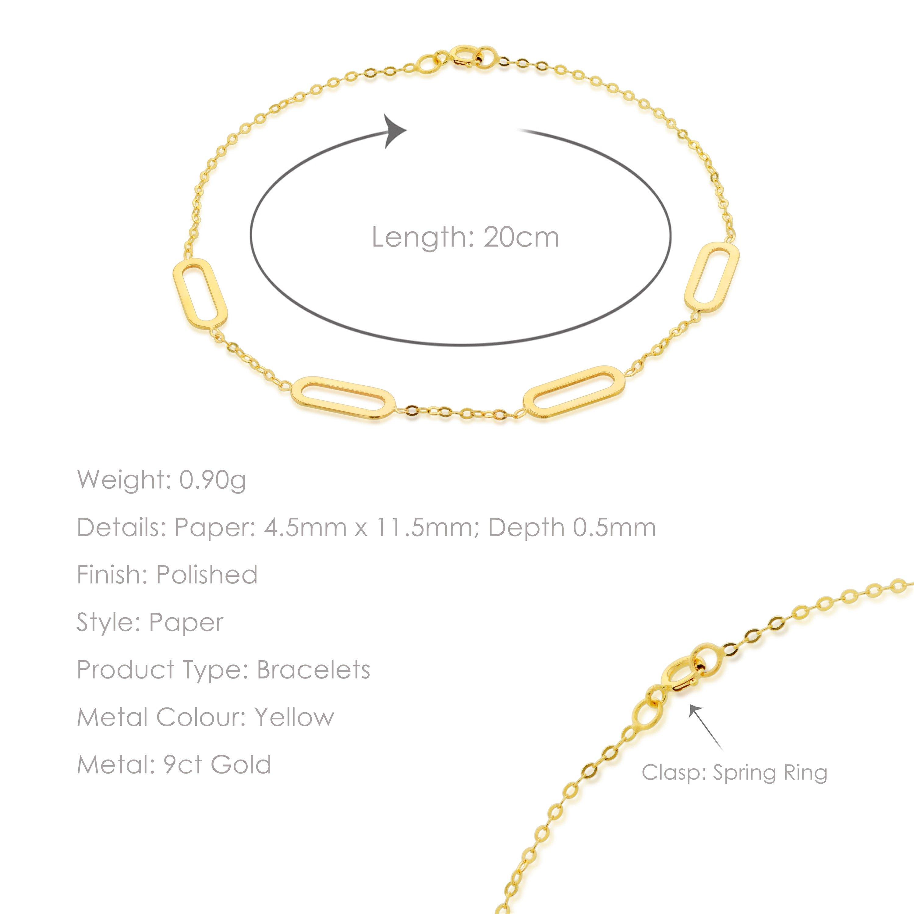 Yellow Gold - Be You - 9ct Gold Paperclip Station Bracelet - 4