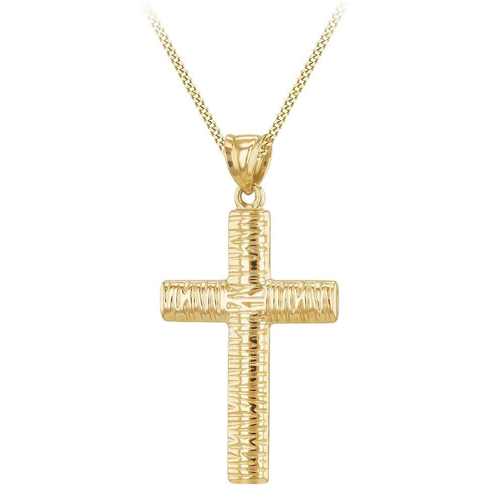 Yellow Gold - Be You - 9ct Gold Bark Cross Necklace
