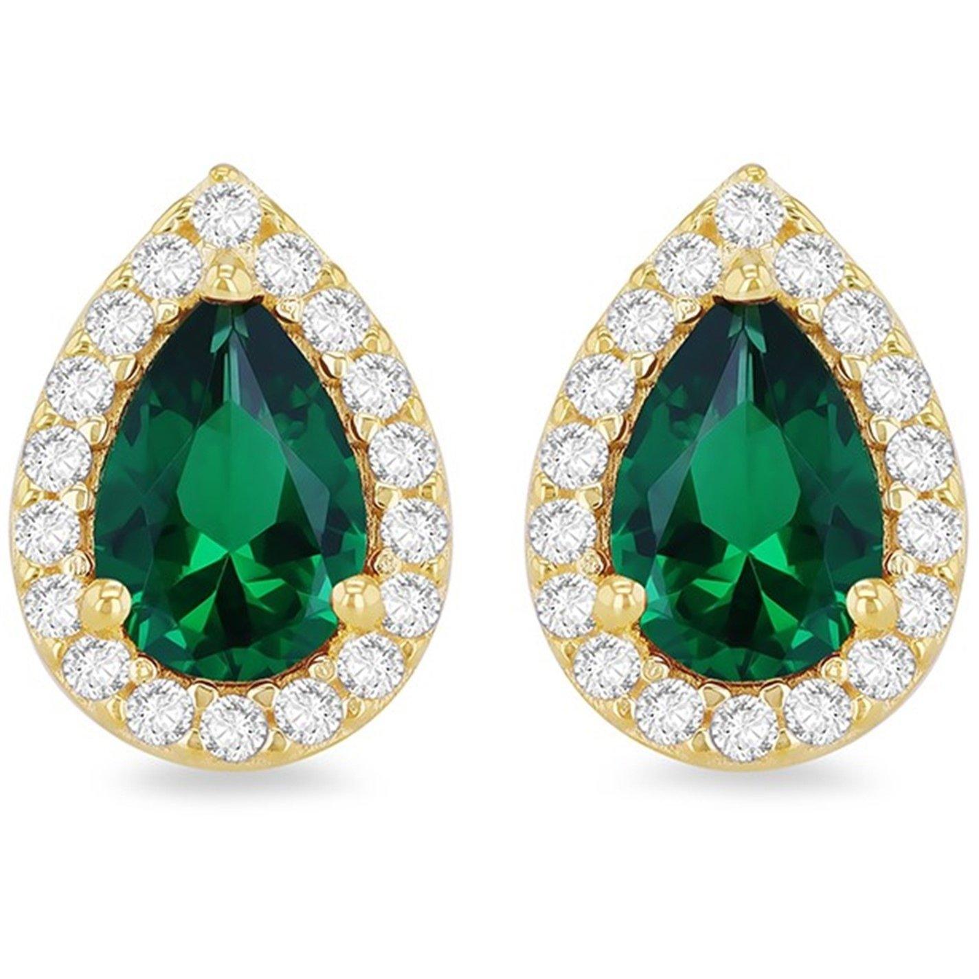 Yellow Gold - Be You - 9ct Gold Pear Shaped CZ Halo Stud Earrings - 1