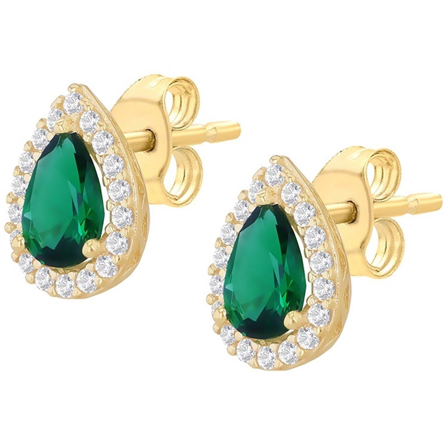 Yellow Gold - Be You - 9ct Gold Pear Shaped CZ Halo Stud Earrings - 4