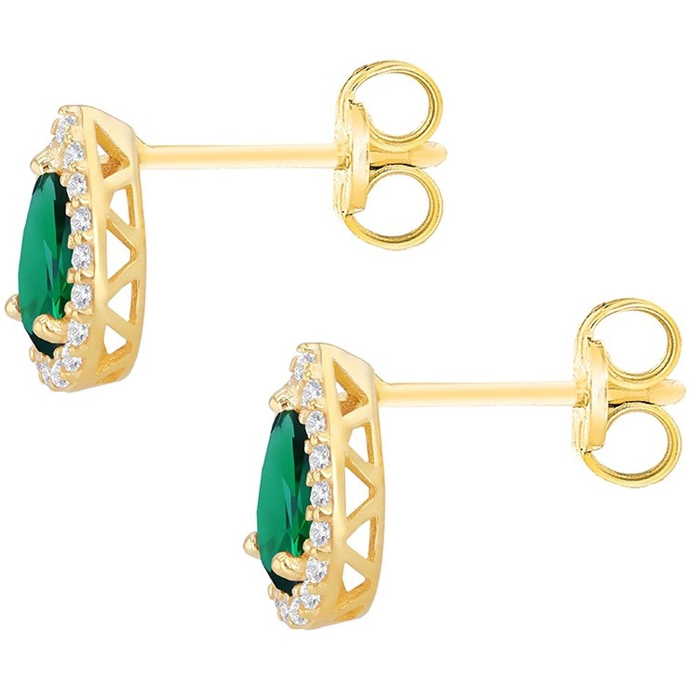 Yellow Gold - Be You - 9ct Gold Pear Shaped CZ Halo Stud Earrings - 5