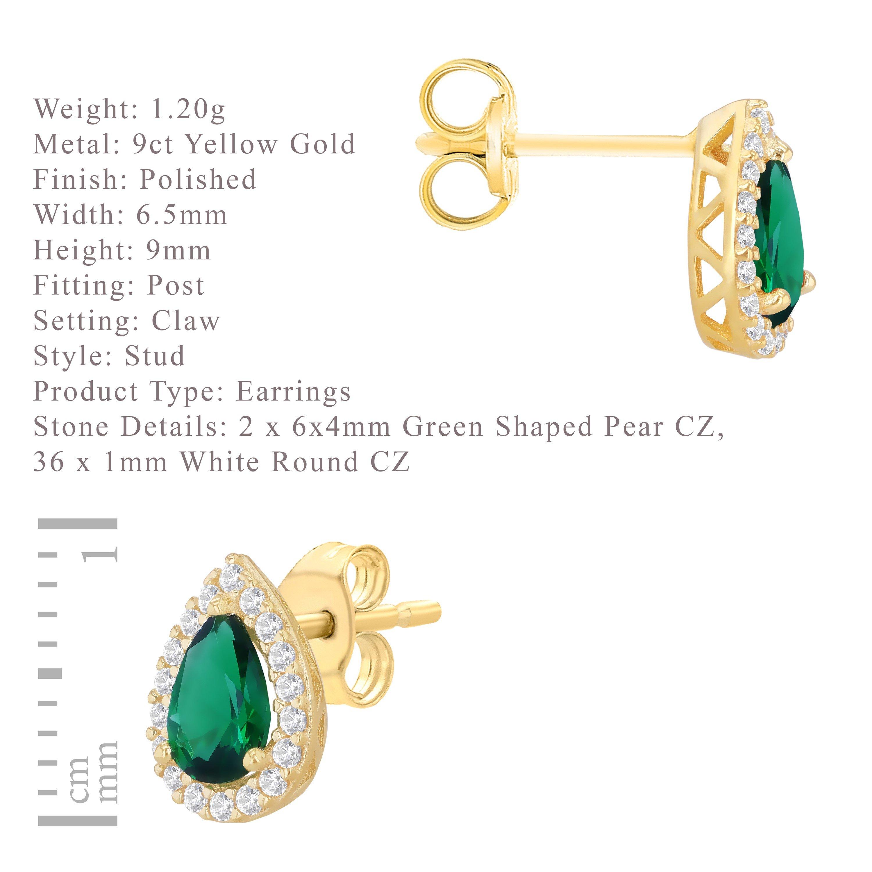 Yellow Gold - Be You - 9ct Gold Pear Shaped CZ Halo Stud Earrings - 6