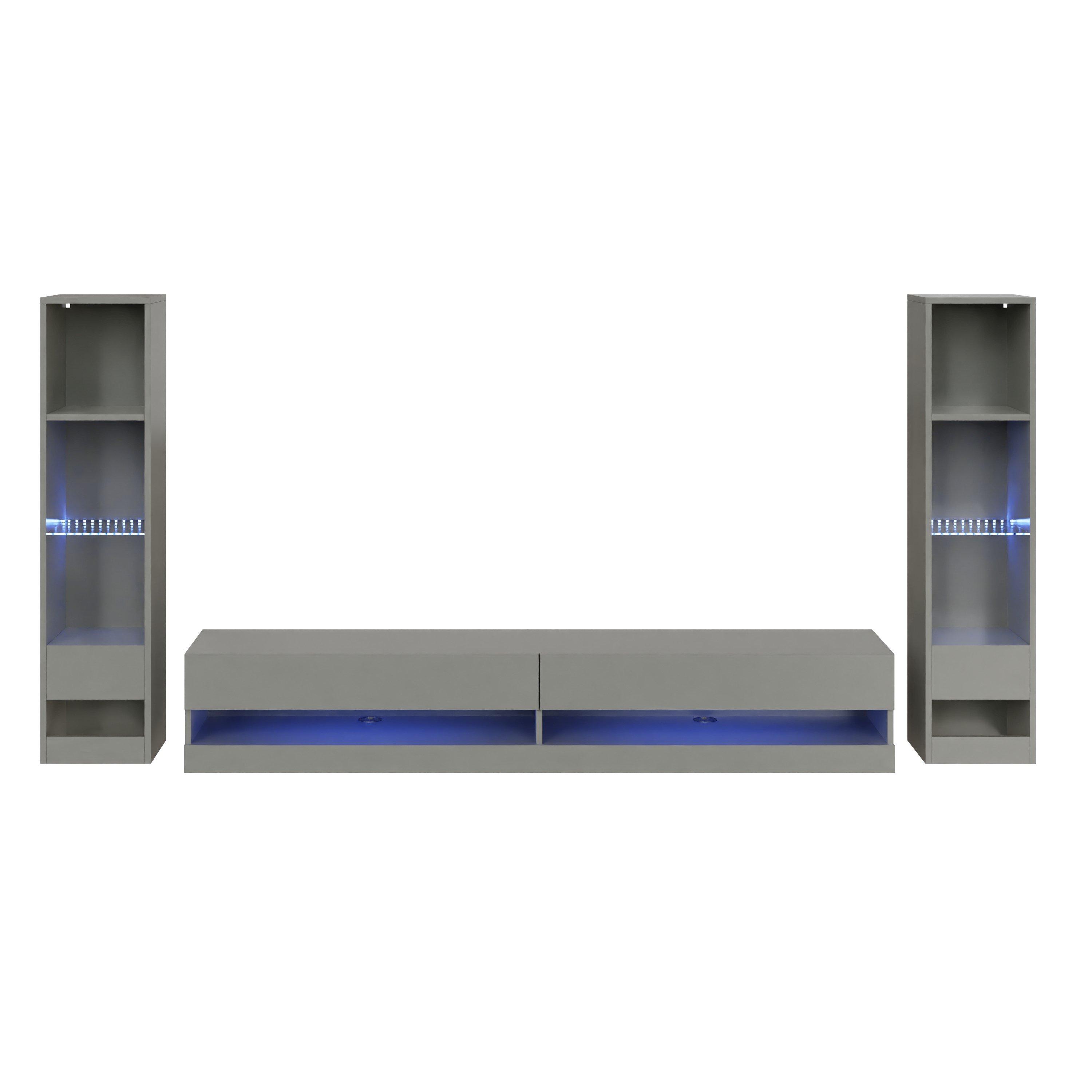 Grey - GFW - Galicia 180 TV Unit + 2 Shelf Units - 2