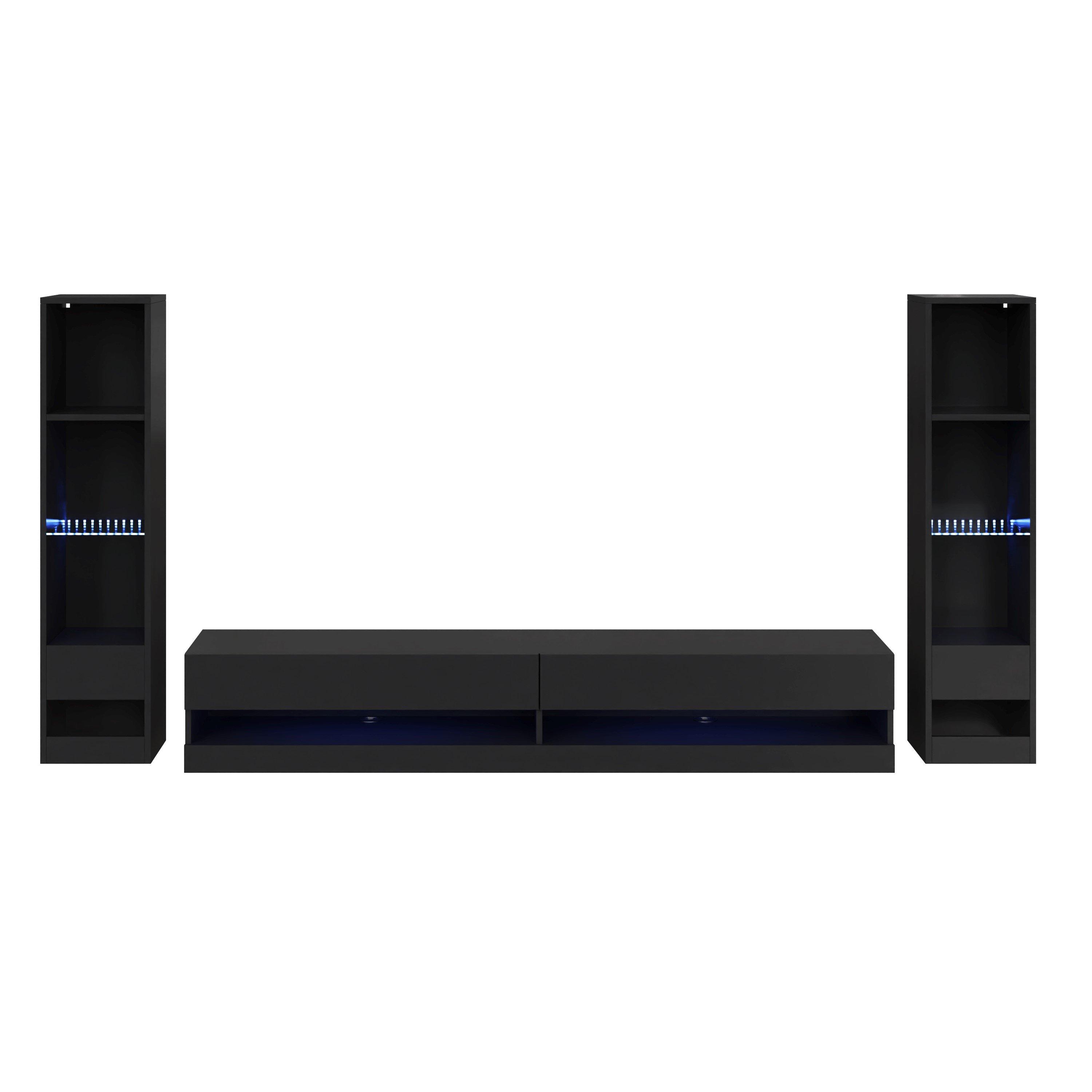 Black - GFW - Galicia 180 TV Unit + 2 Shelf Units - 2