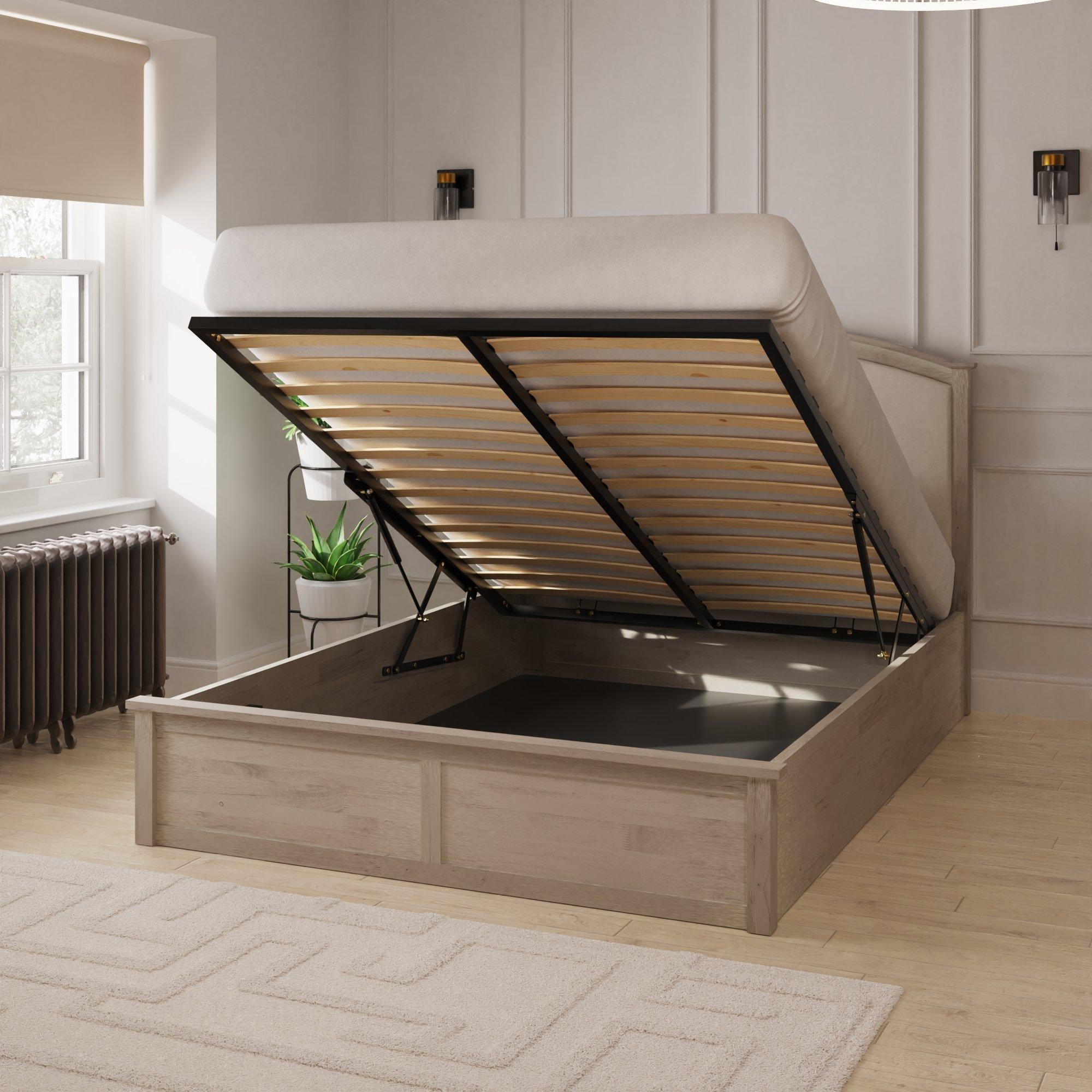 Limed Oak - GFW - Madrid Double Ottoman Bed &Pocket Sprung Mattress - 2