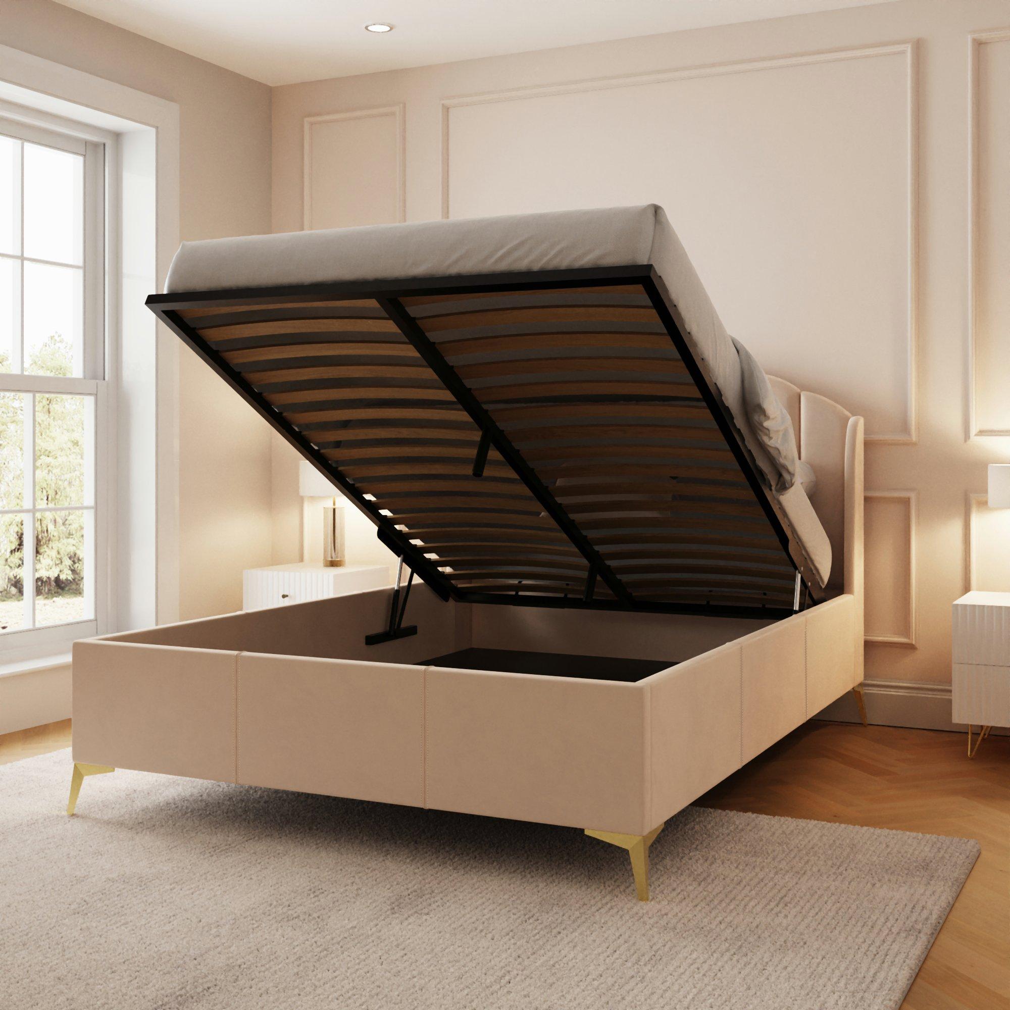 Natural - GFW - Pettine King End Lift Ottoman Storage Bed - 6