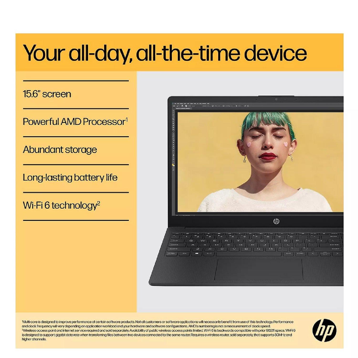 Black - HP - HP Laptop 15 AMD Ryzen 3 4GB 128GB Win 11 - 3