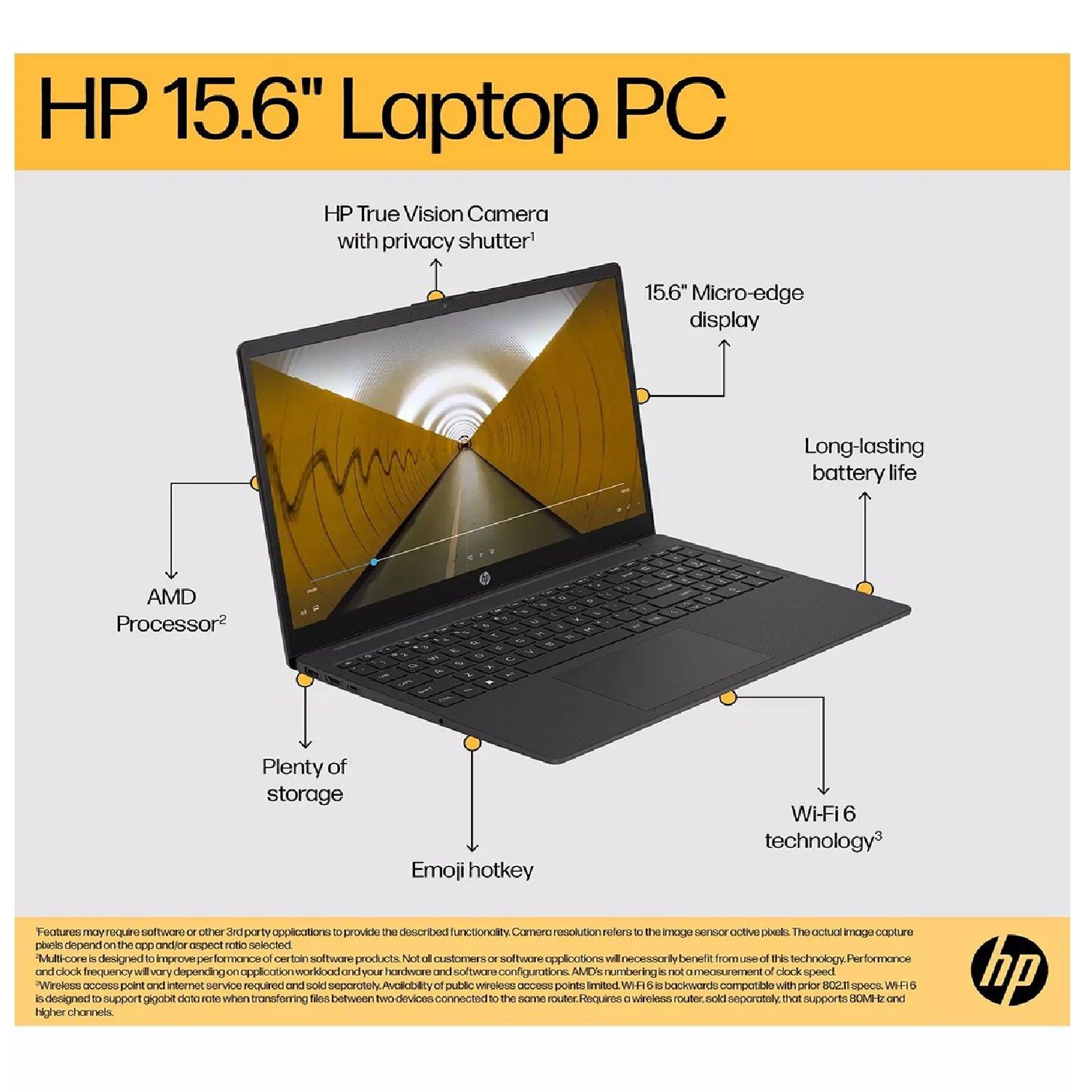 Black - HP - HP Laptop 15 AMD Ryzen 3 4GB 128GB Win 11 - 4