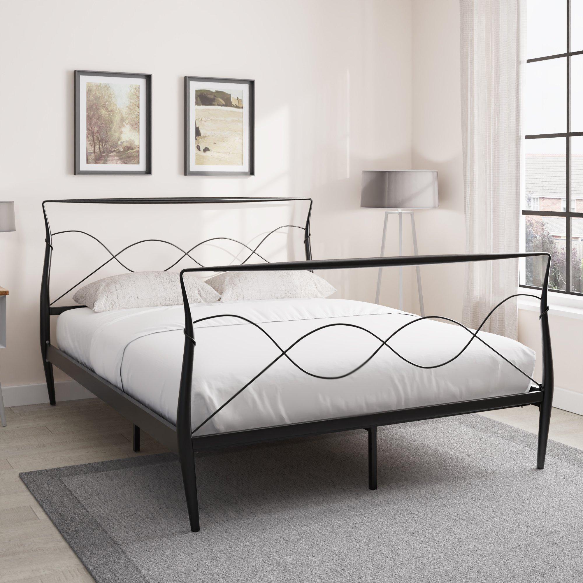 GFW Metal Rimini King Black Bed Frame - Black Mattress - Image 3