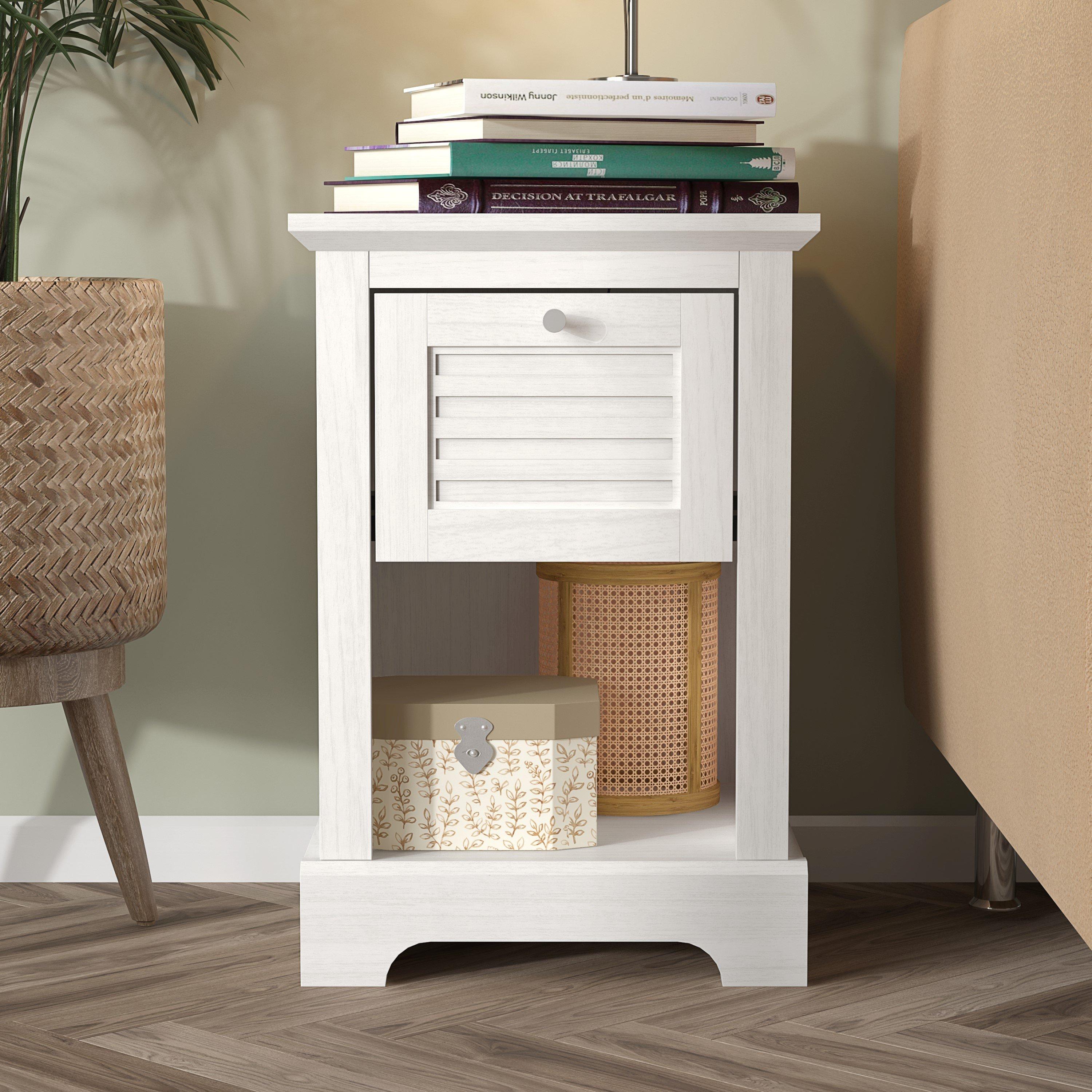 White - GFW - Salcombe 1 Drawer Lamp Table