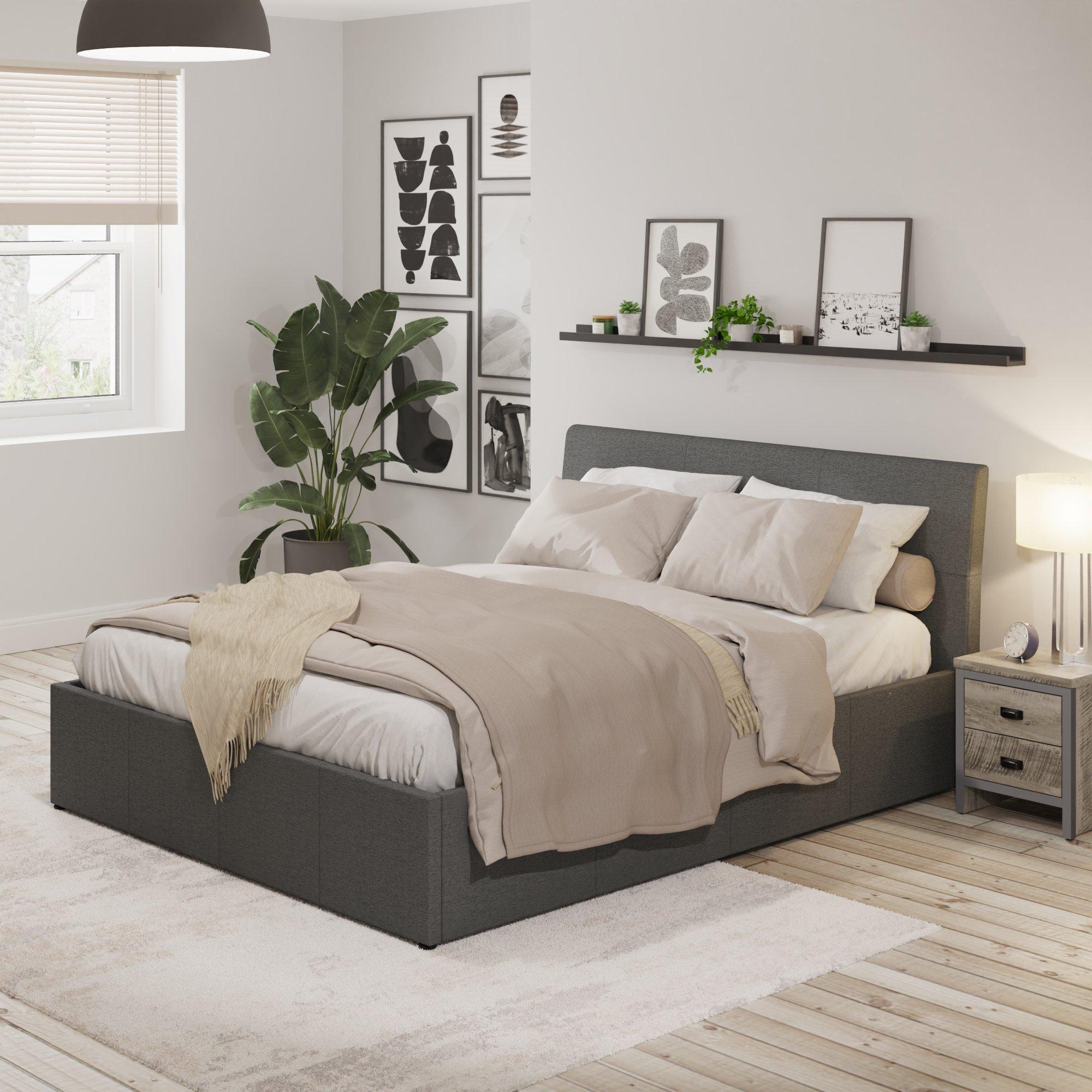Grey - GFW - Ascot Double Ottoman Bed - 1
