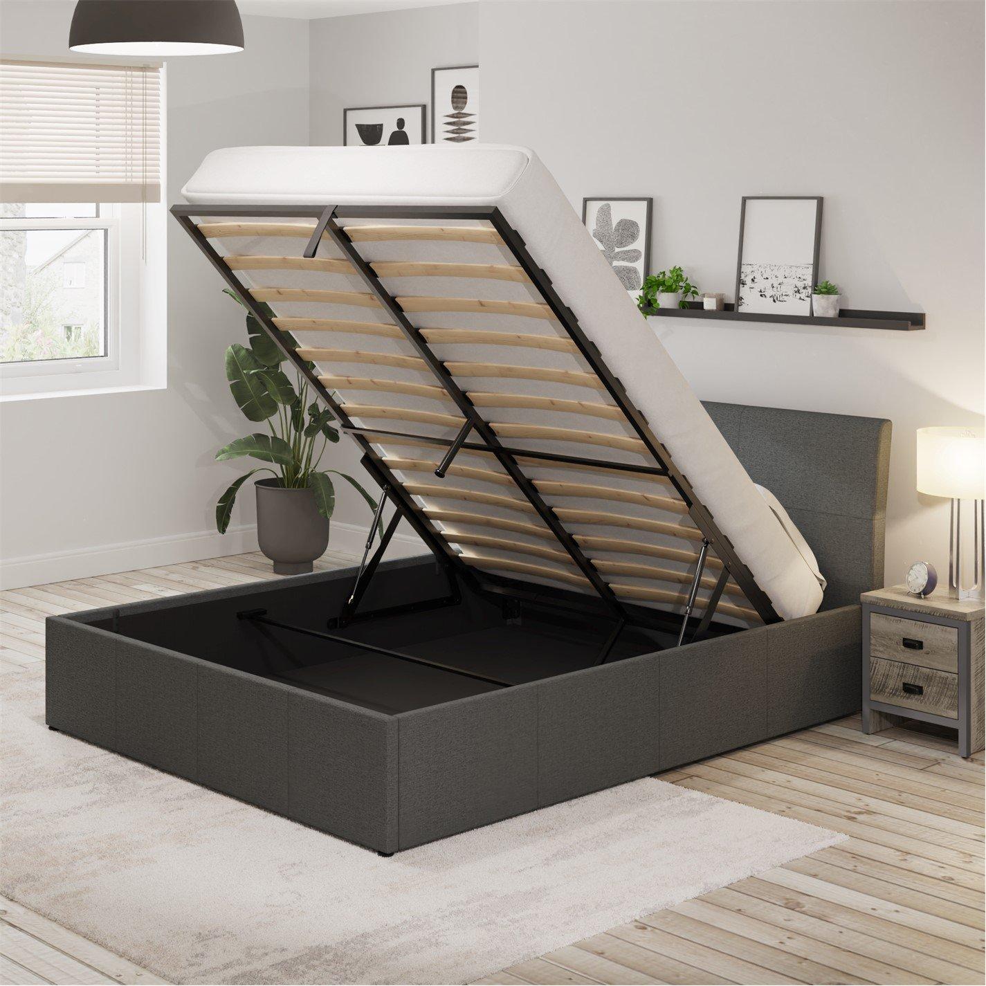 Grey - GFW - Ascot Double Ottoman & Pocket Sprung Mattress - 2