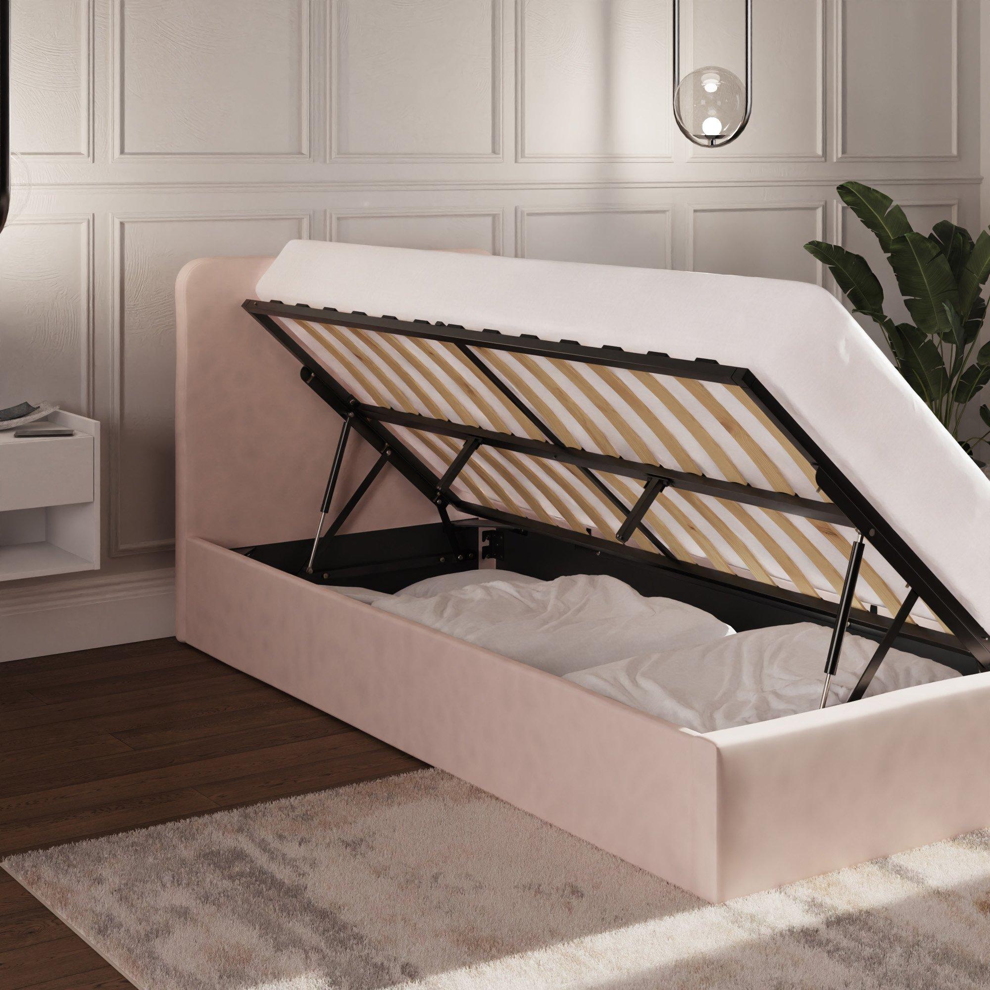 Soft Pink - GFW - Chiswick Single Ottoman Bed - 2