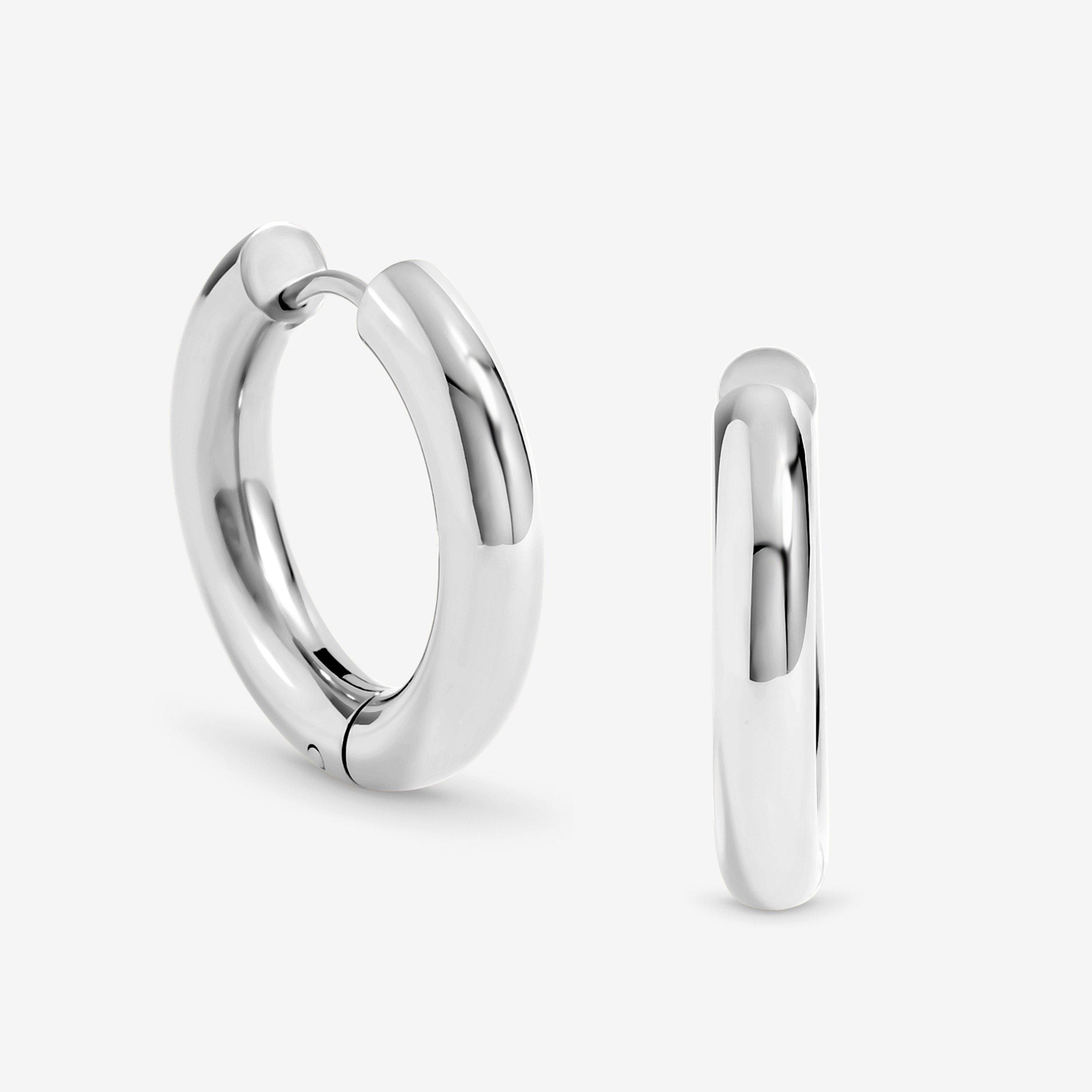 Silver - Jon Richard - Silver Plated Stainless Steel Medium Chubby Hoops - 1