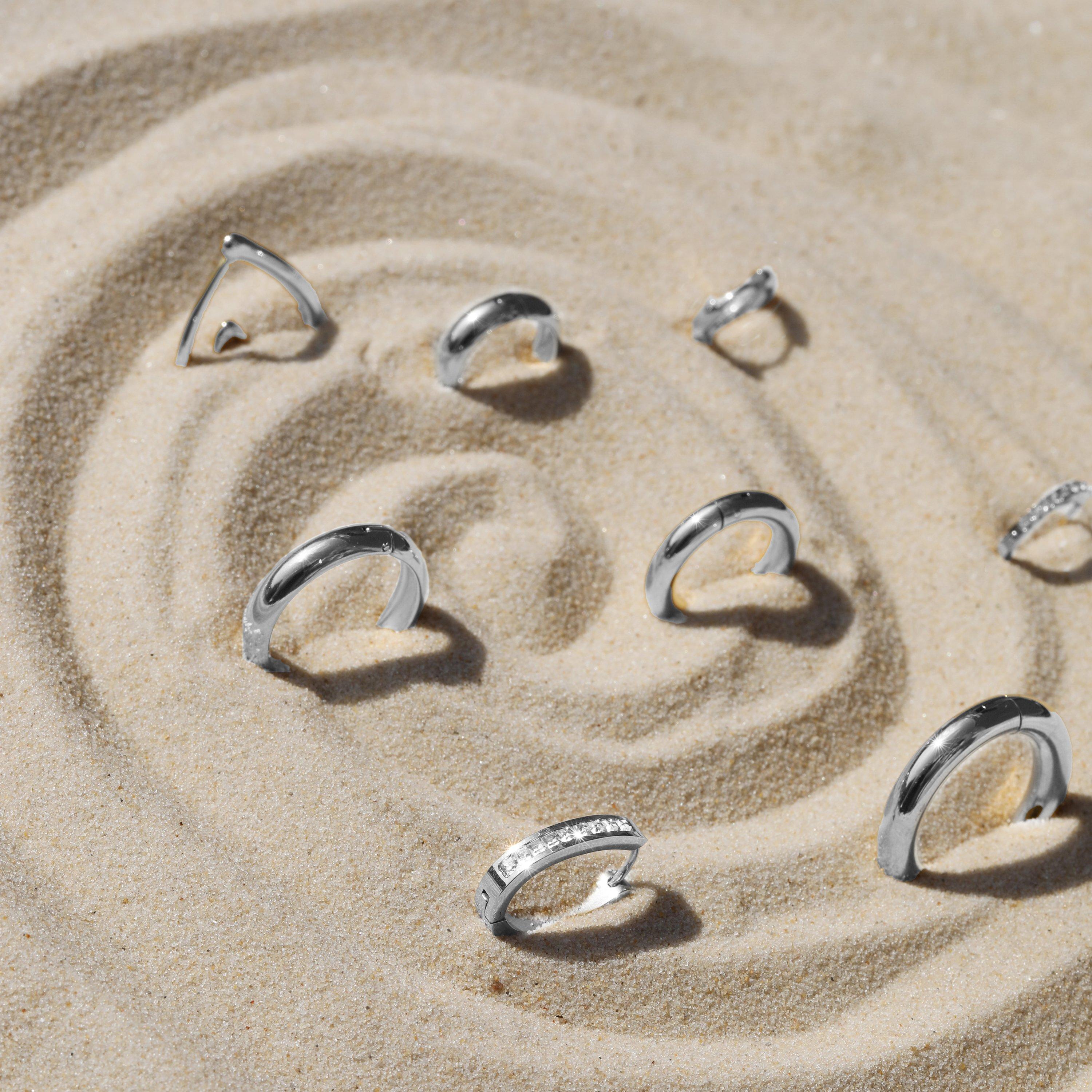 Silver - Jon Richard - Silver Plated Stainless Steel Heart Charm Hoops - 3