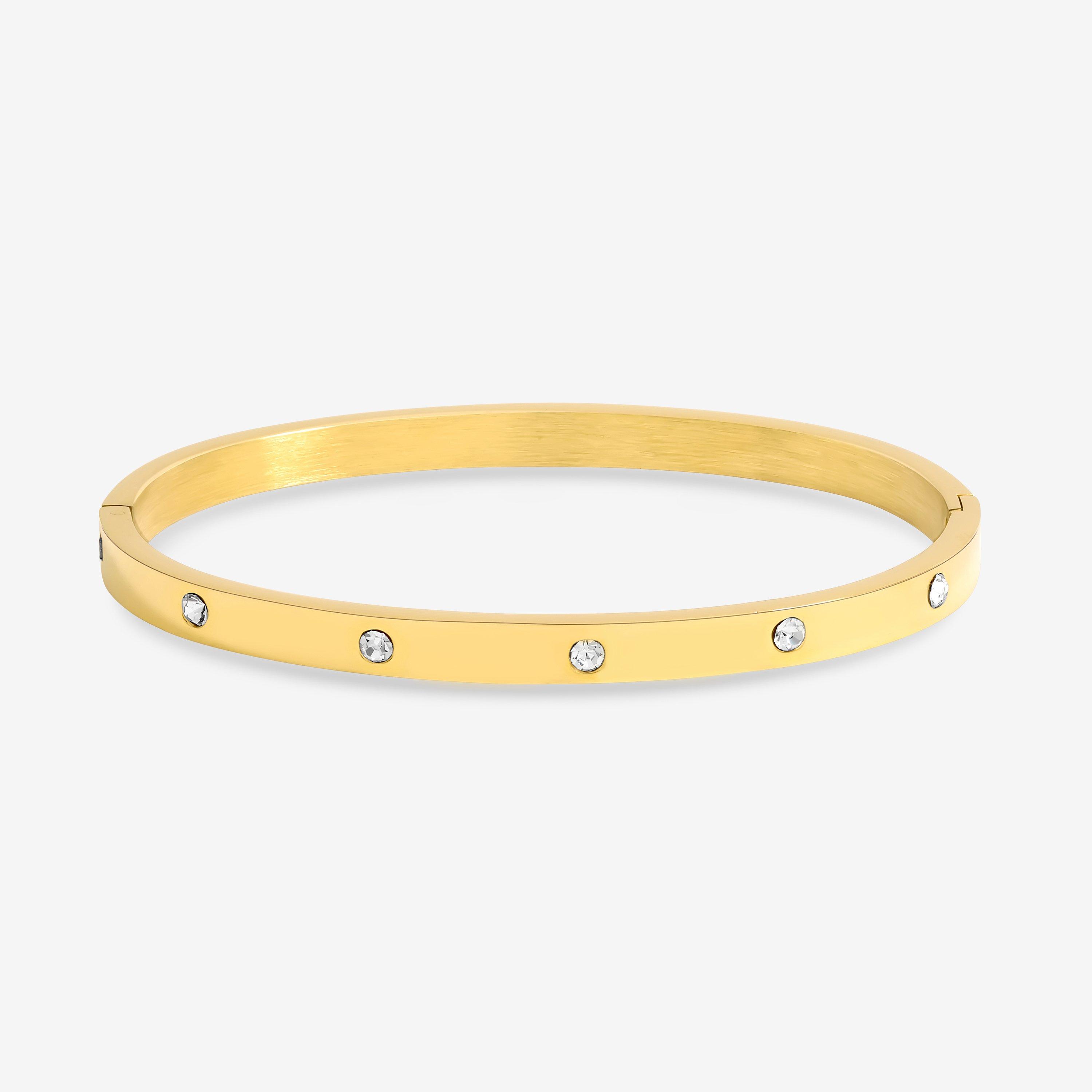 Gold - Jon Richard - Gold Plated Stainless Steel Crystal Bangle - 1