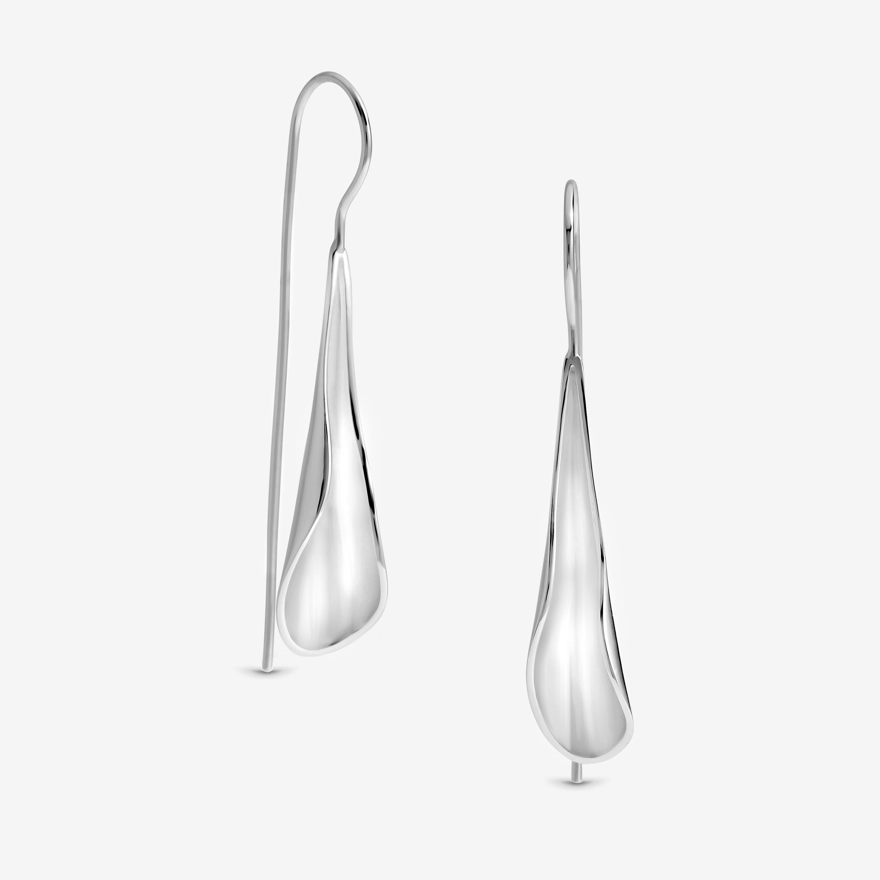 Silver - Simply Silver - Sterling Silver 925 Curved Fishook Drop Earrings - 1