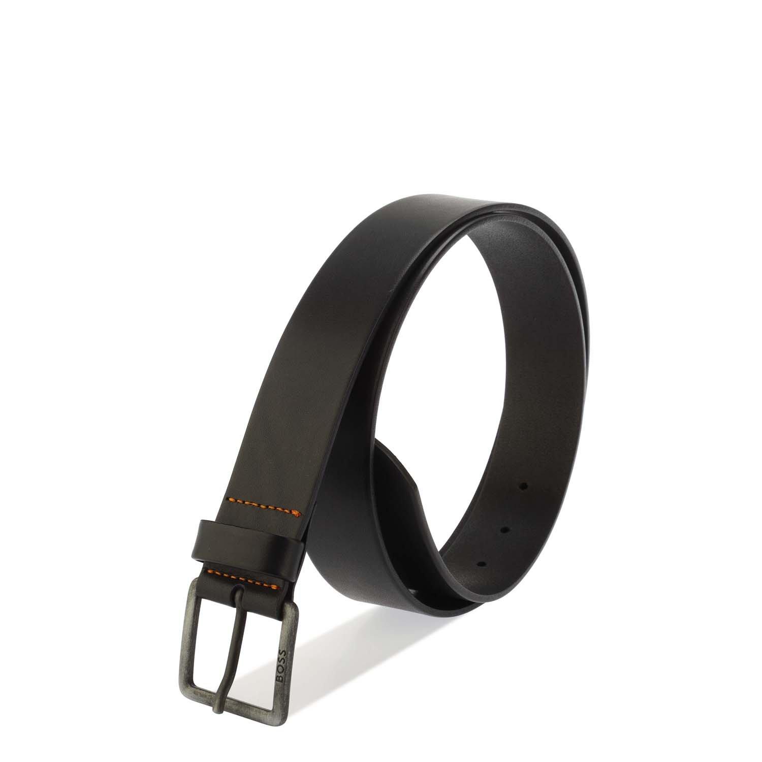 Black - Boss - Men's Jeeko Leather Belt - 2