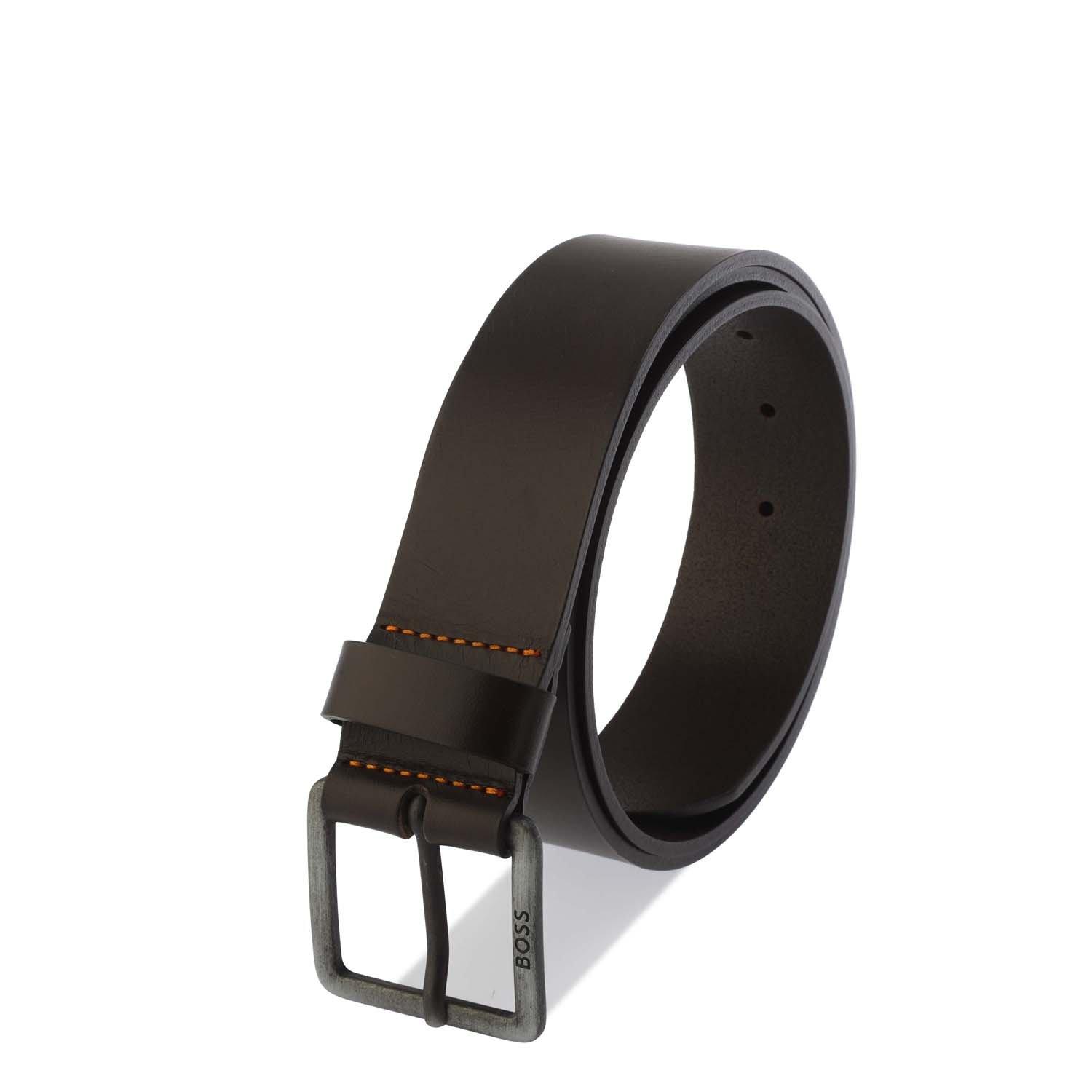 Dark Brown - Boss - Men's Jeeko Leather Belt - 2