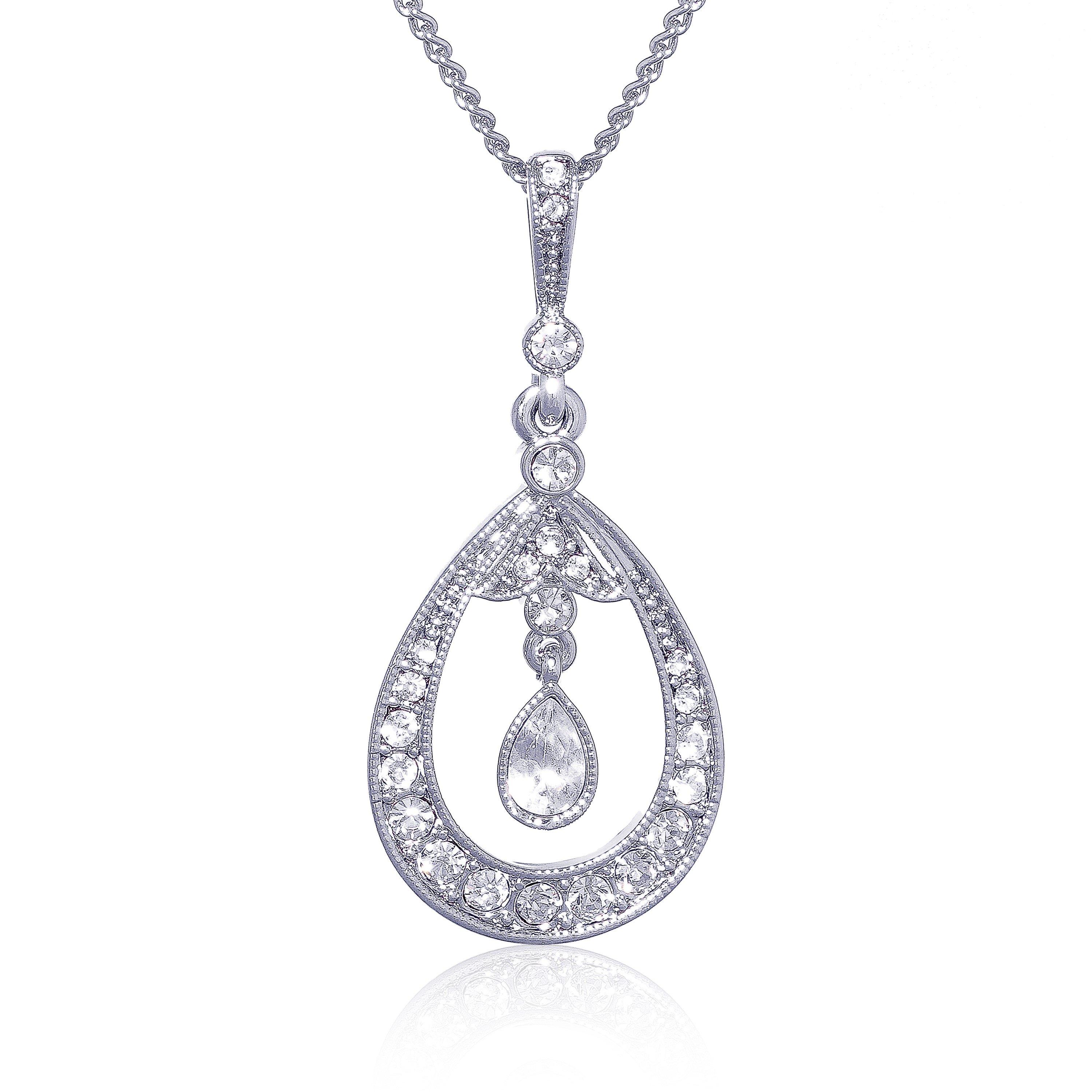 Espree Women's Save 50% Elite Fashion Crystal Pendant - Silver