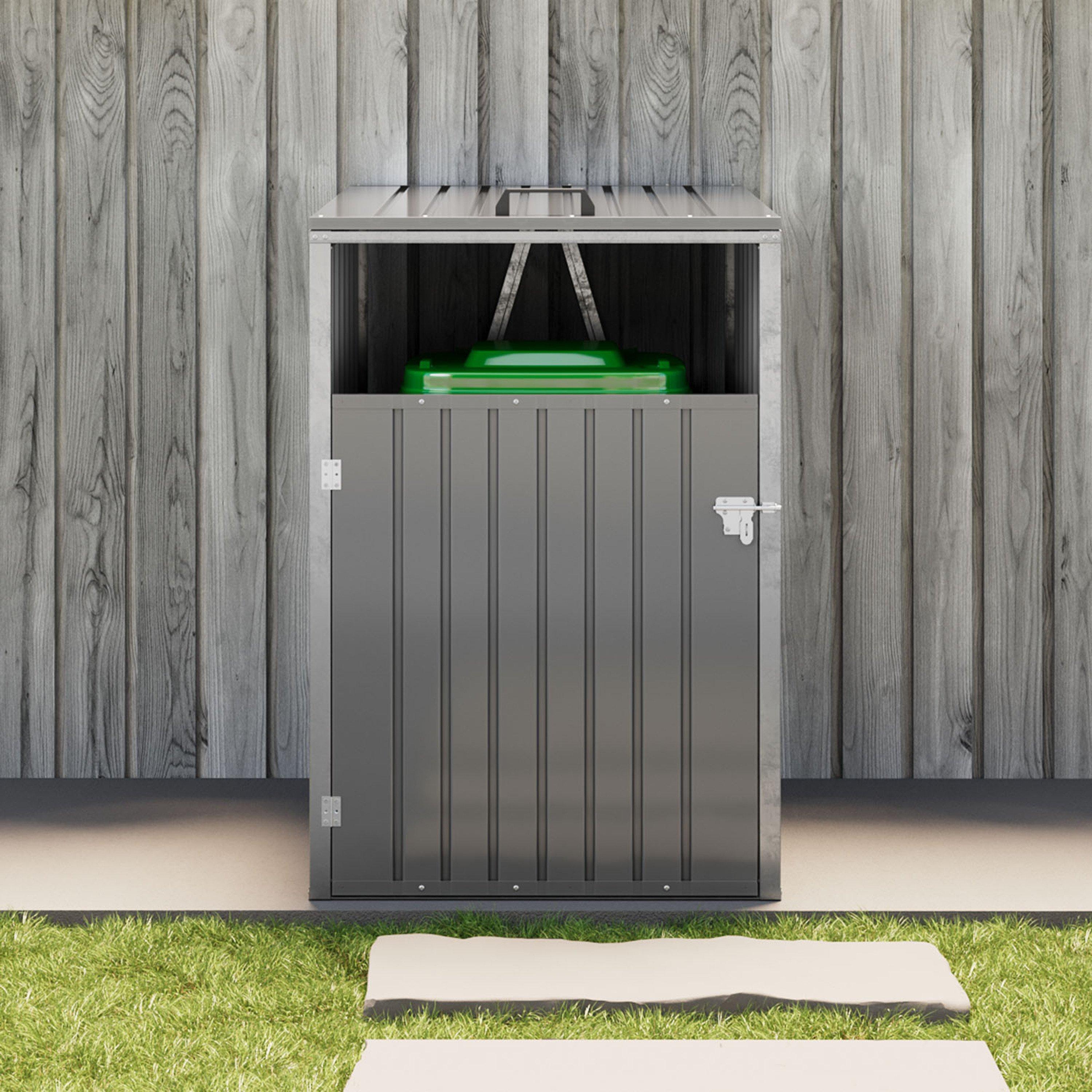 Breeins Metal Galvanised Lockable Sloped Roof Bin Shed | Sports Direct