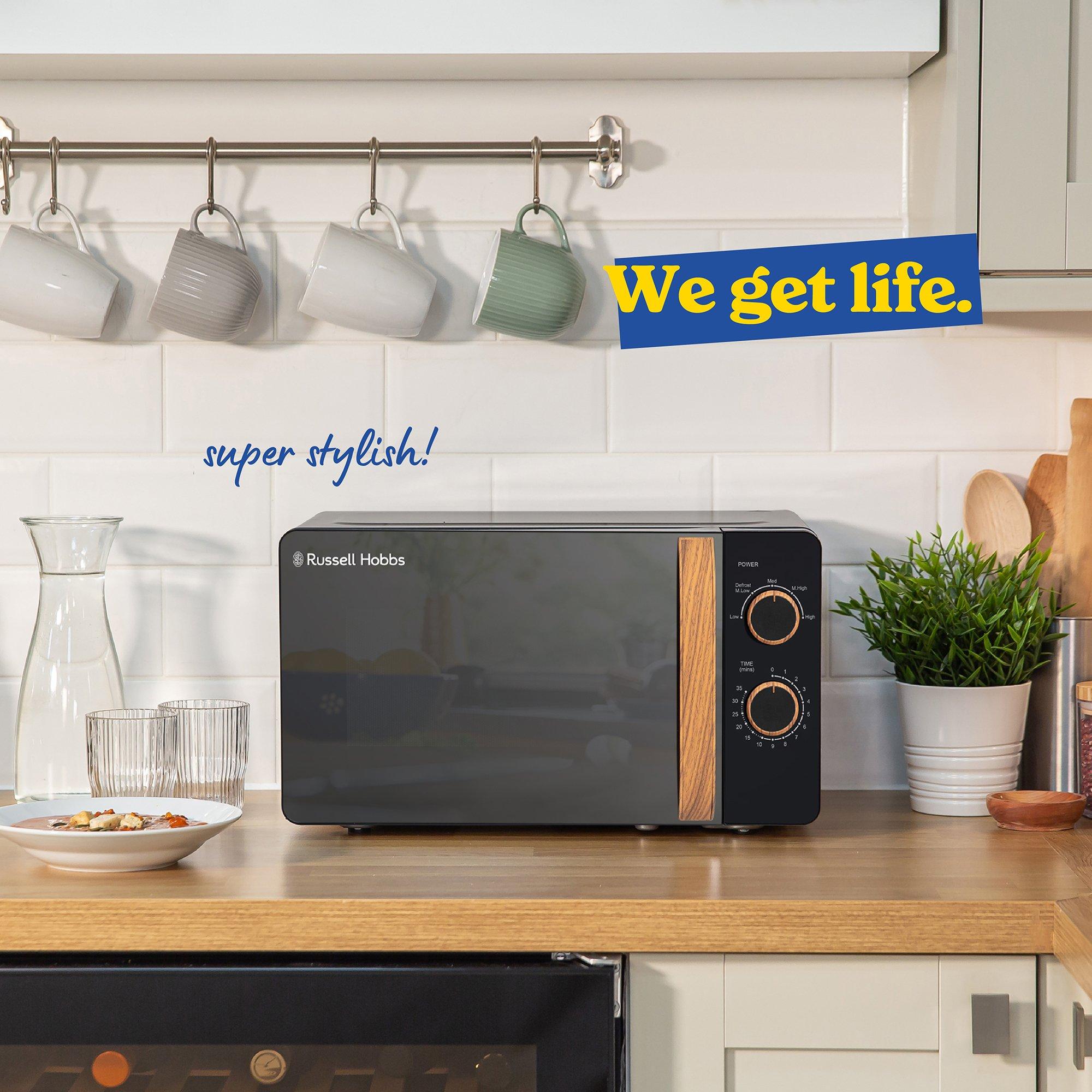 Black - Russell Hobbs - RHMM713B-N Scandi Compact Manual Microwave 17L - 6